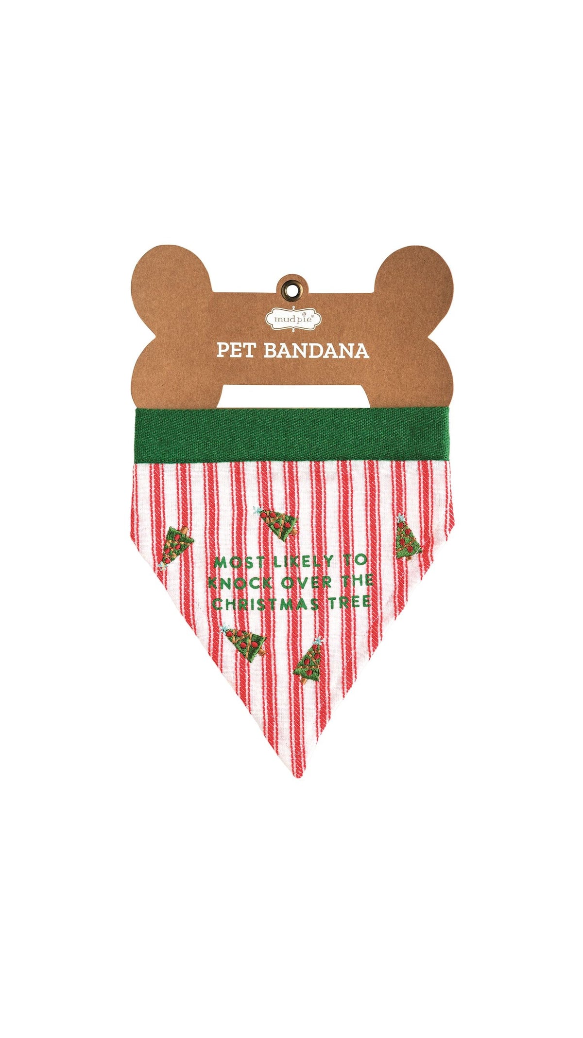 Merry Woofmas Embroidered Pet Bandana full view on white
