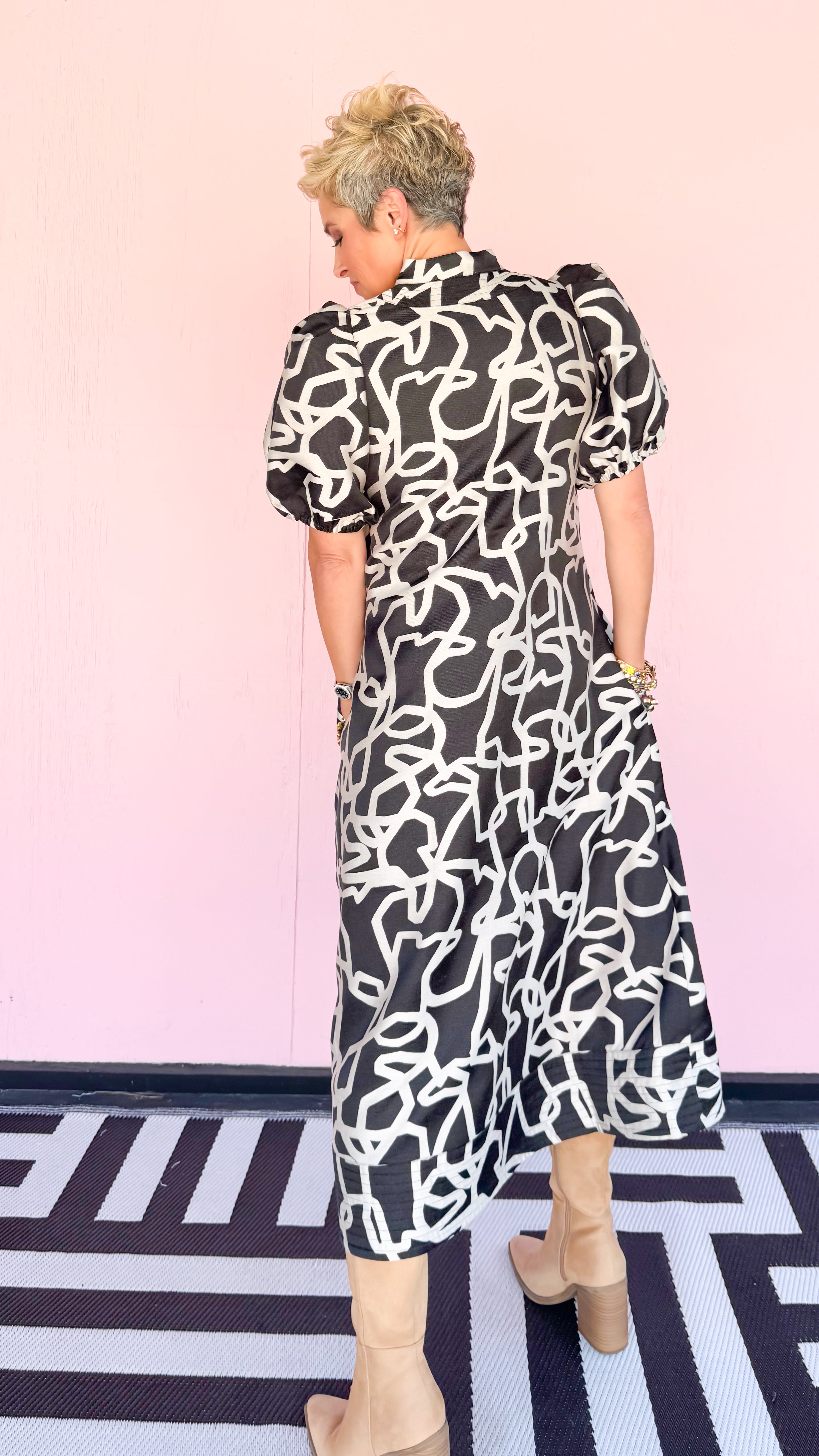 Hampton Boot Print Maxi Dress/Black