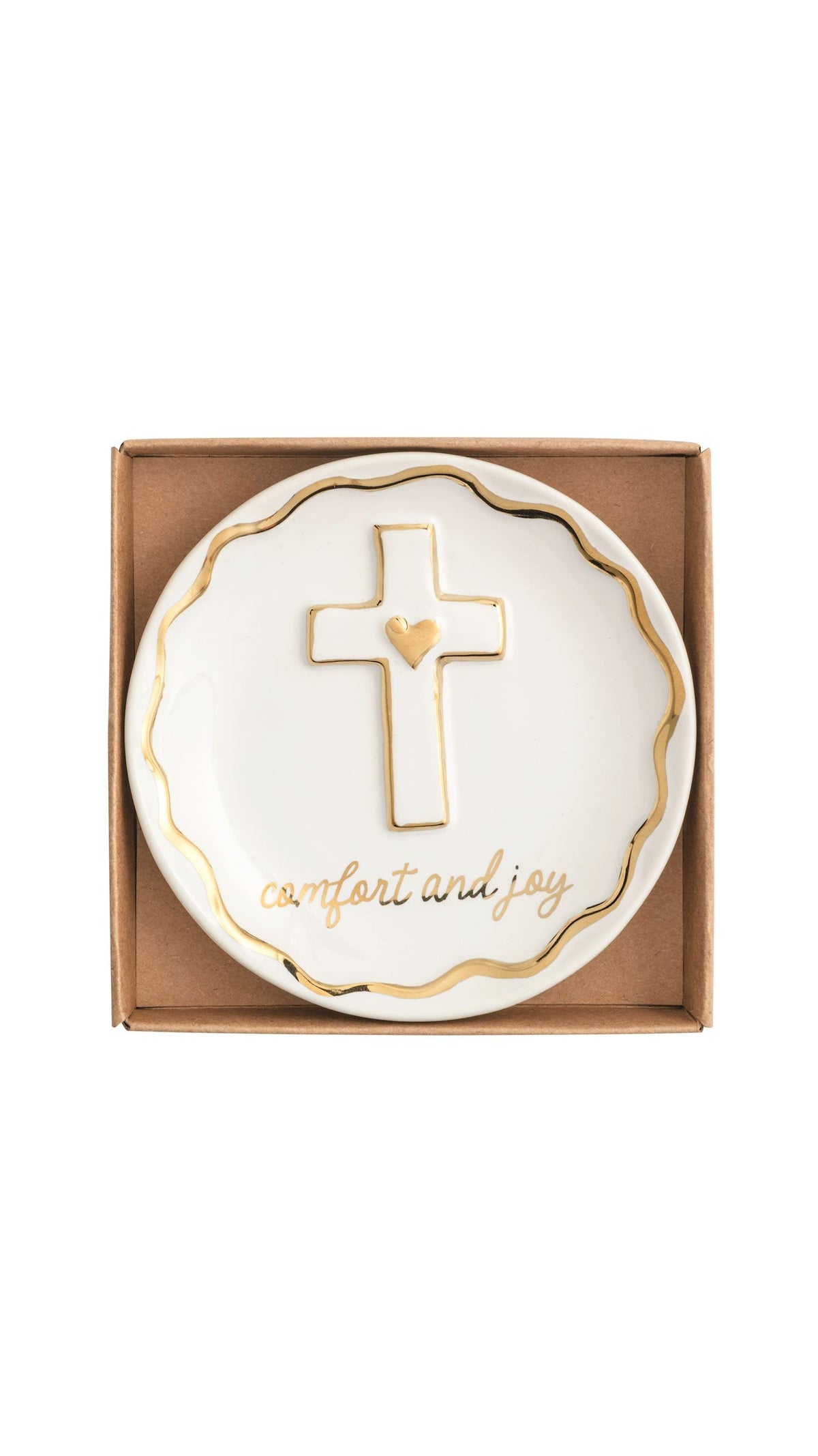 Cross Gold Trinket Dish full view on white