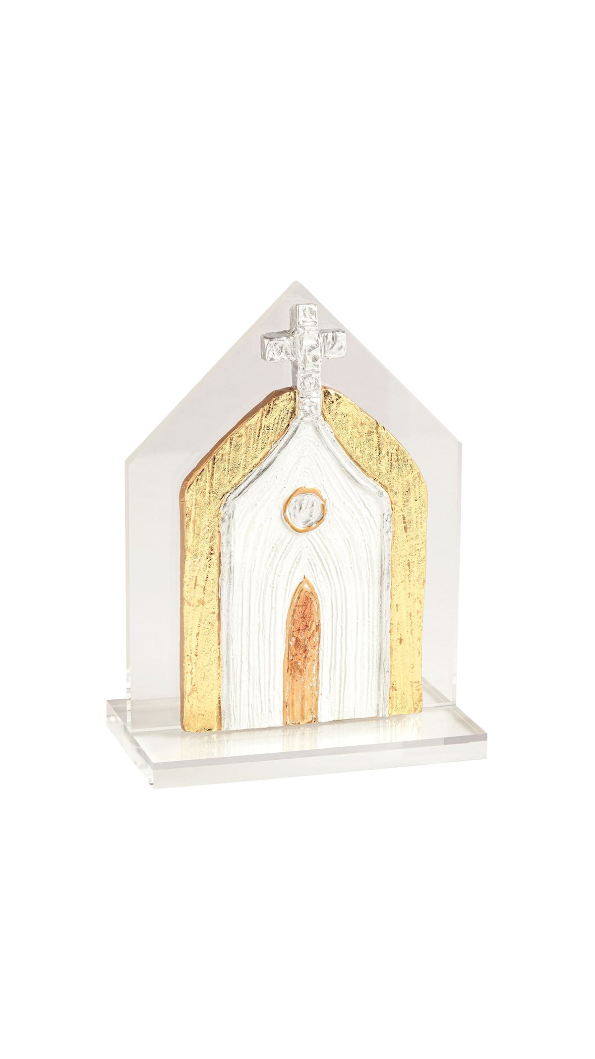 Silver on Gold Acrylic Church full view on white
