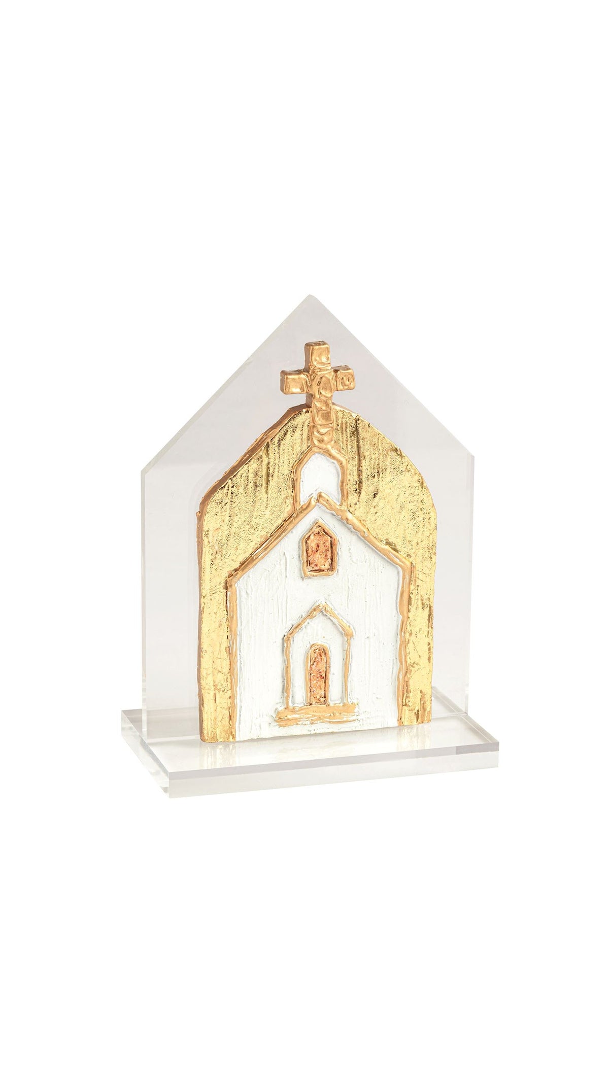 Gold on Gold Acrylic Church full view on white
