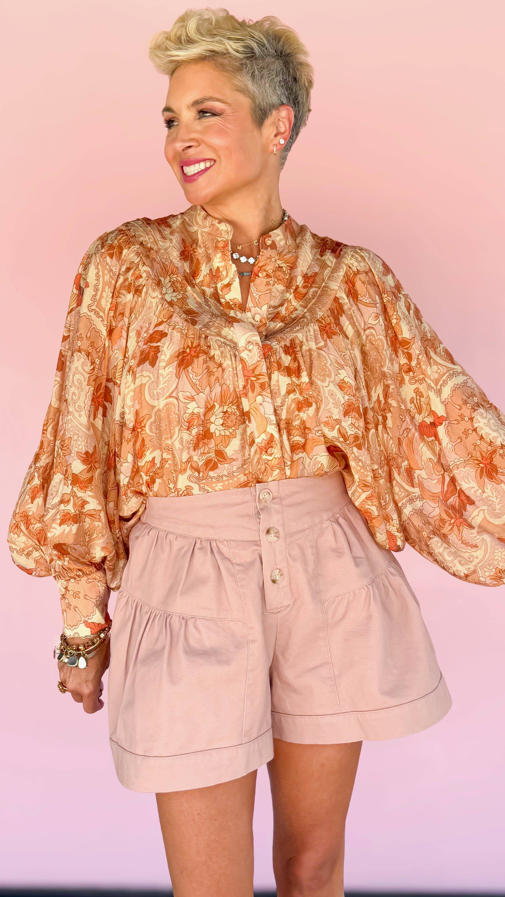 Christie Floral Top/Golden Peach - The BLVD