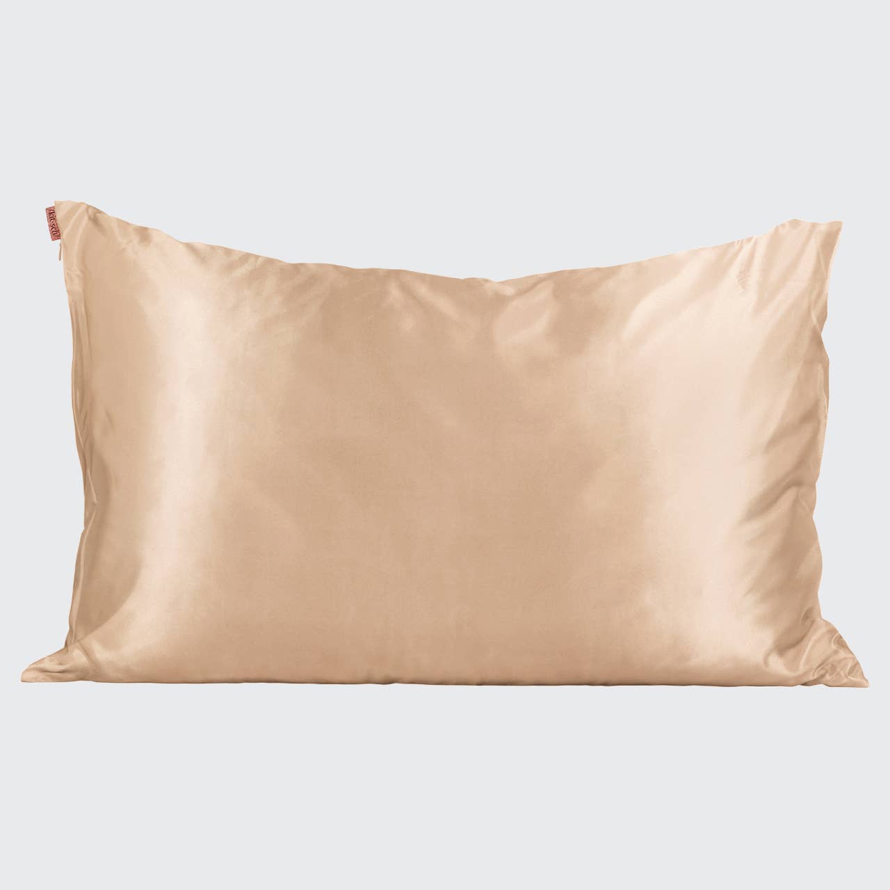 Satin standard pillowcase in champagne product photo - close-up - BLVD Boutik