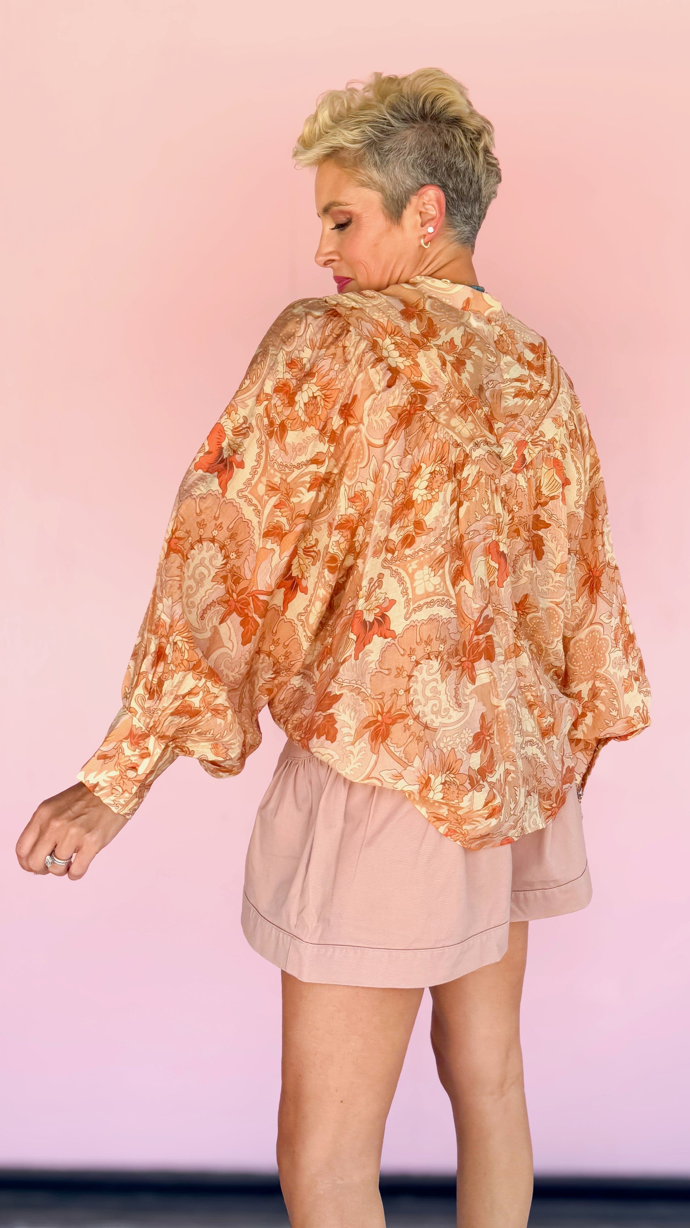 Christie Floral Top/Golden Peach - The BLVD