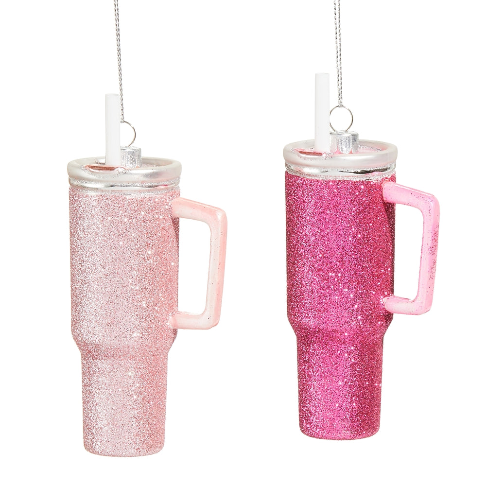 5 inch pink disco tumbler Christmas ornament, full view