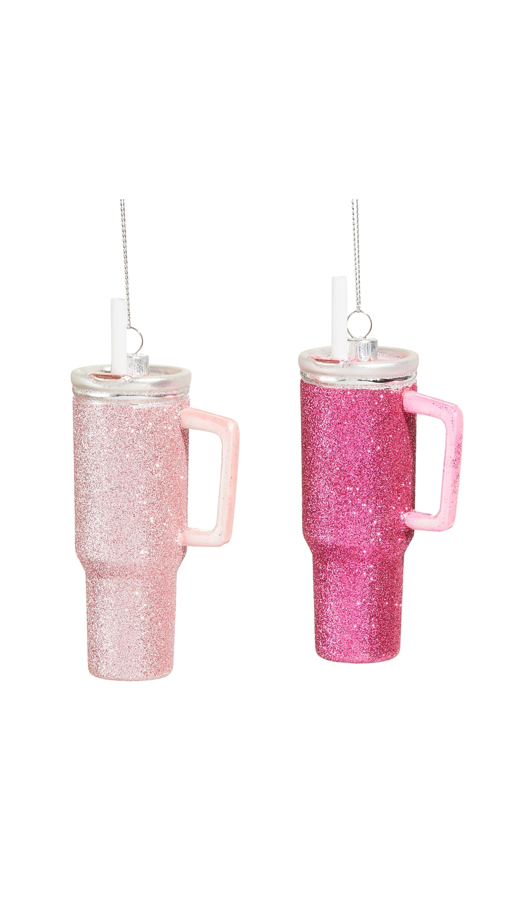 5 inch pink disco tumbler Christmas ornament, full view on white