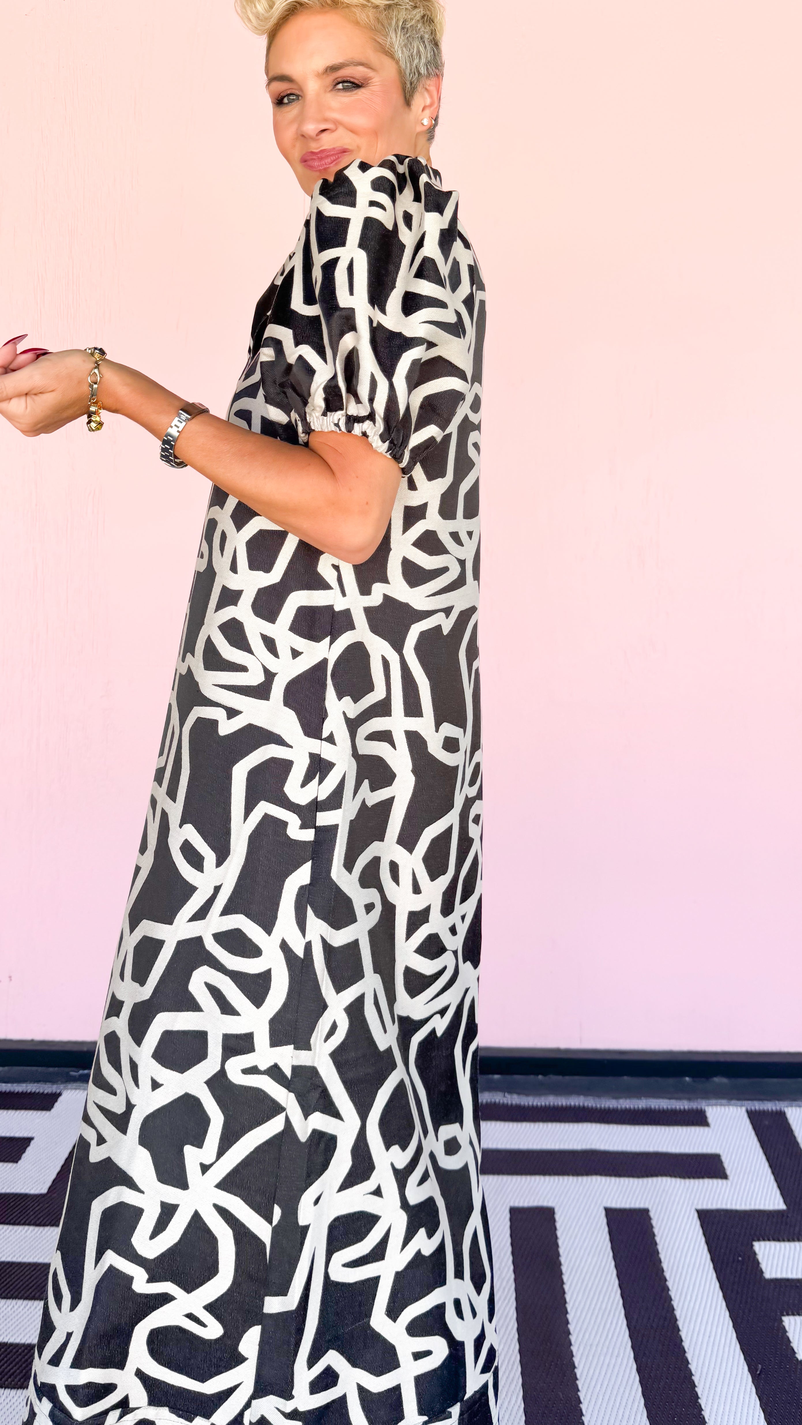 Hampton Boot Print Maxi Dress/Black