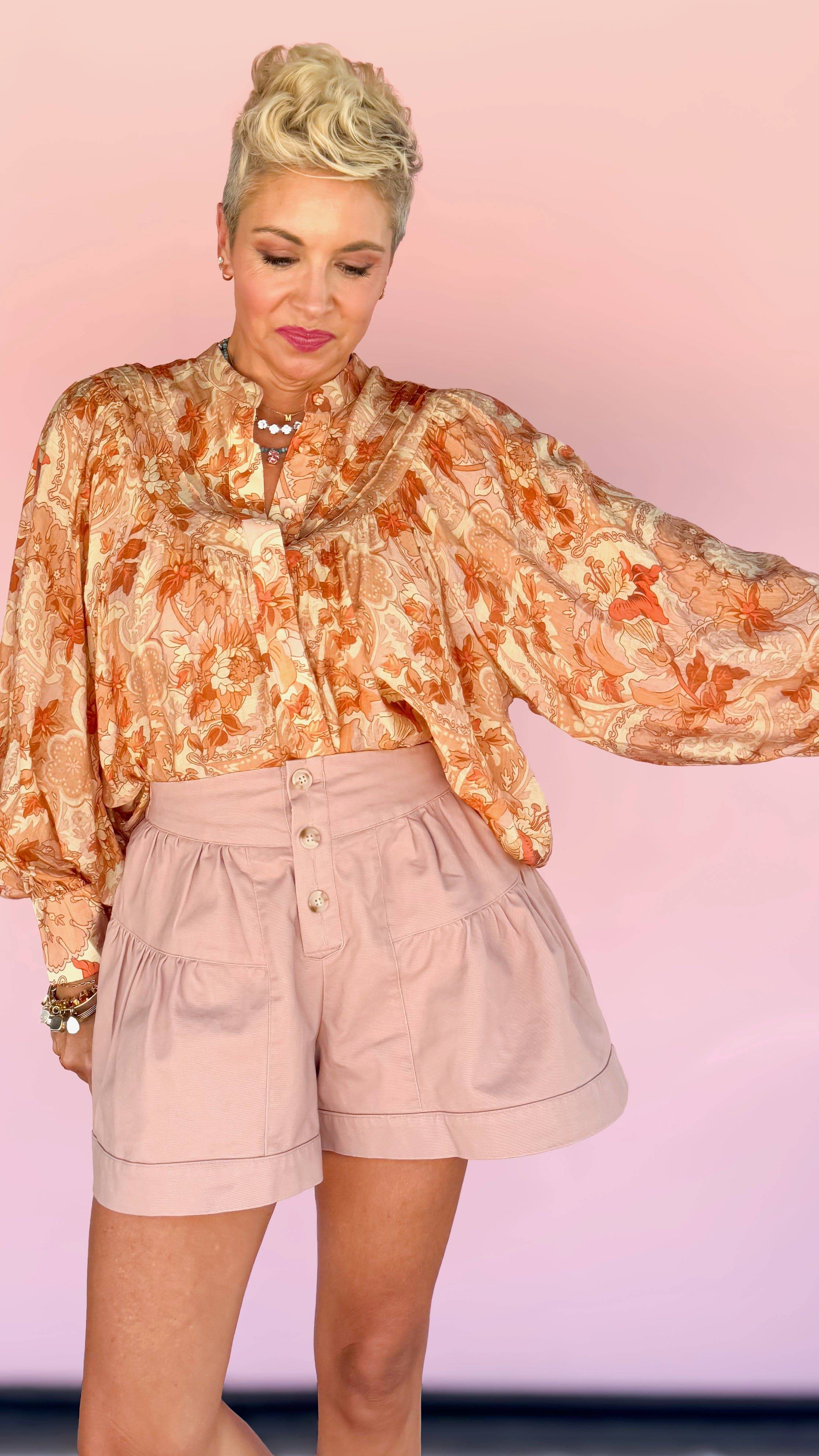 Christie Floral Top/Golden Peach - The BLVD