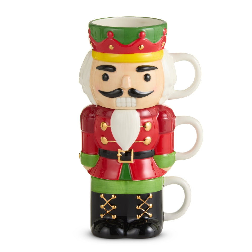 Stackable nutcracker mugs in three sizes, full view