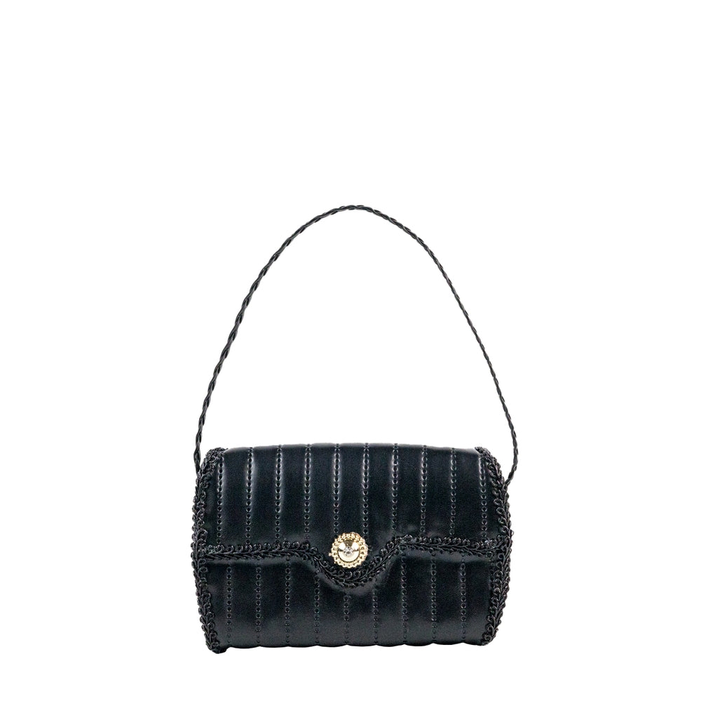 3.5 inch black handbag Christmas ornament, full view