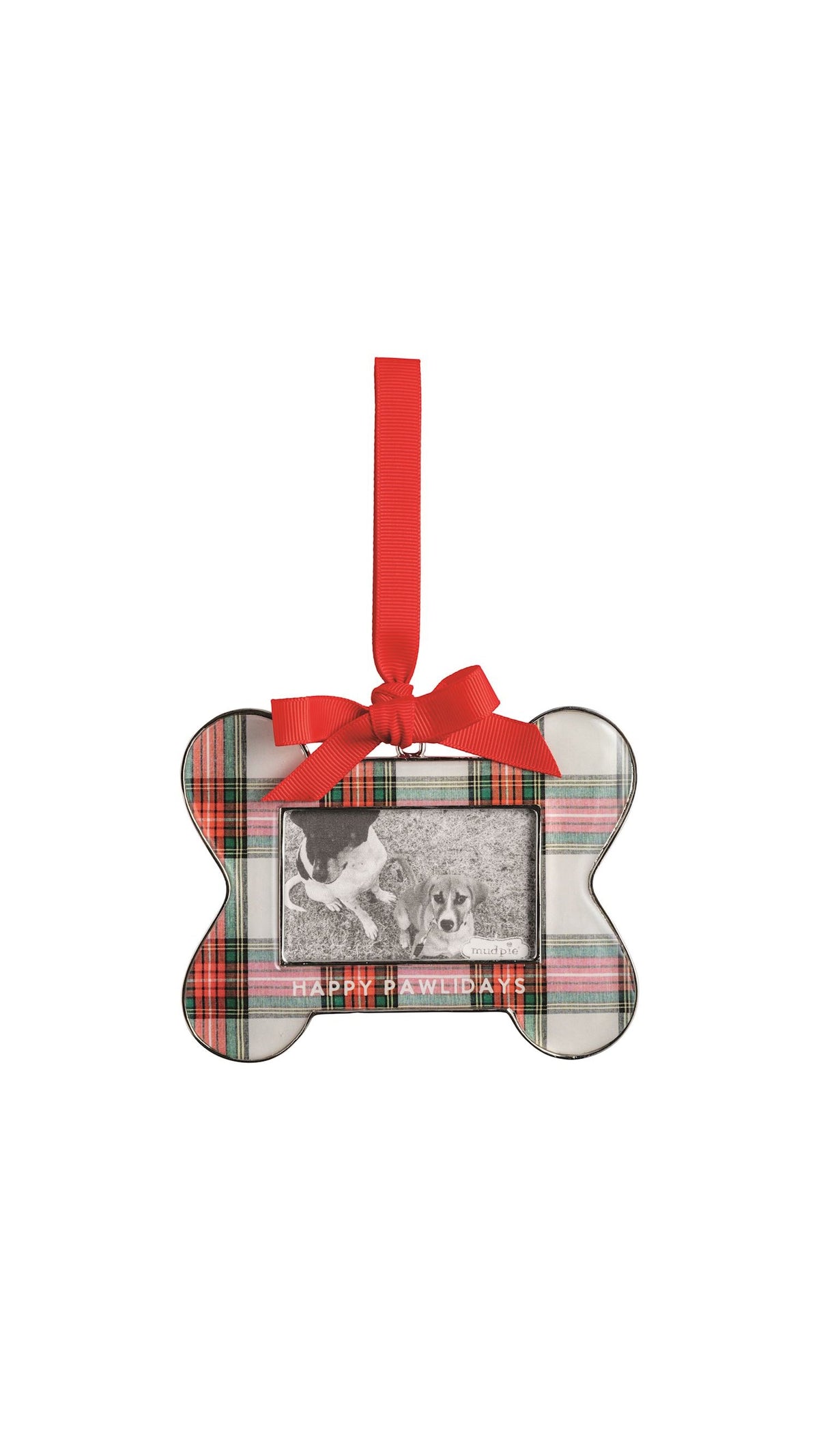 Happy Pawlidays Frame Ornament full view on white