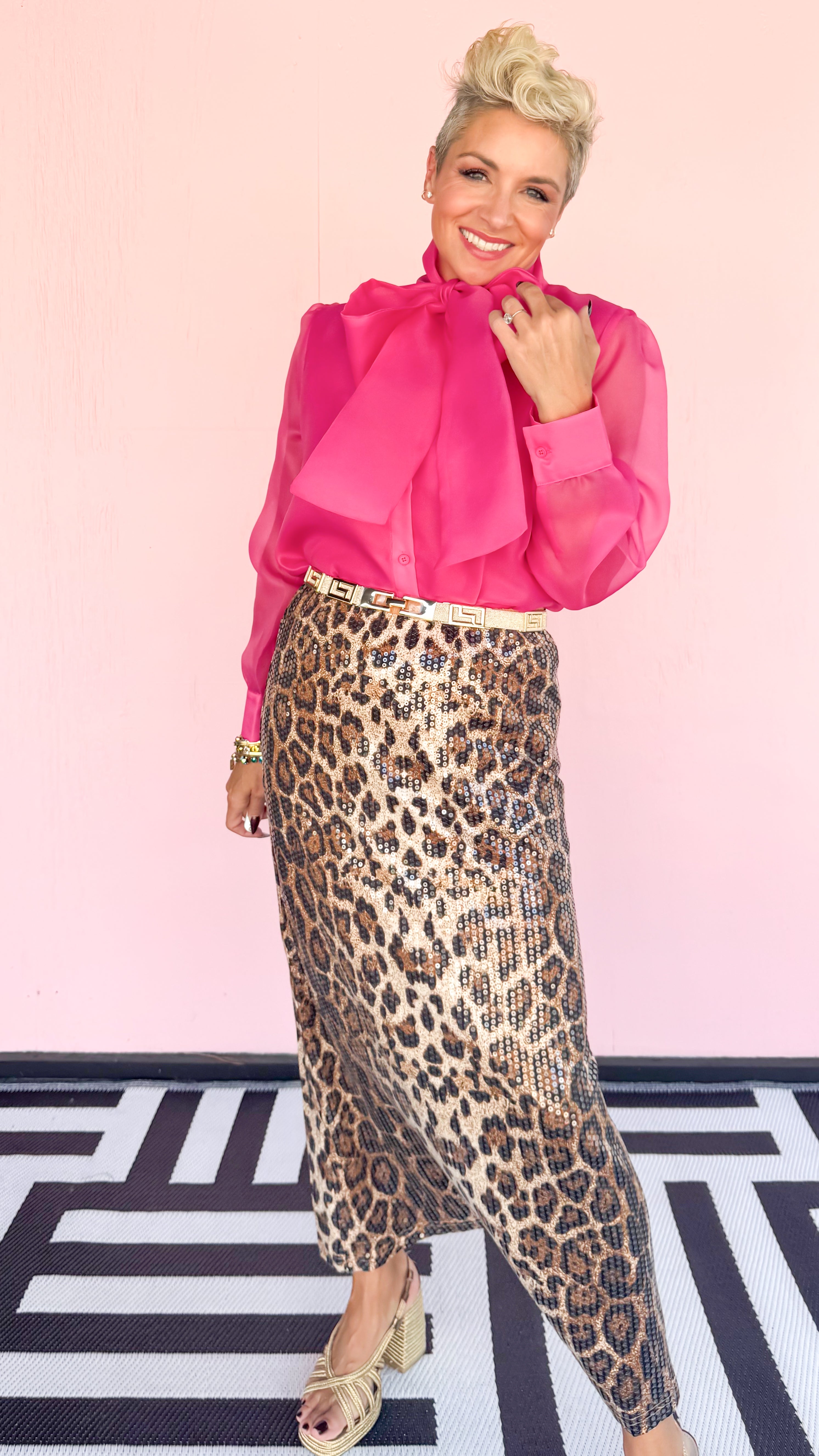 Pink Button Down With Bow