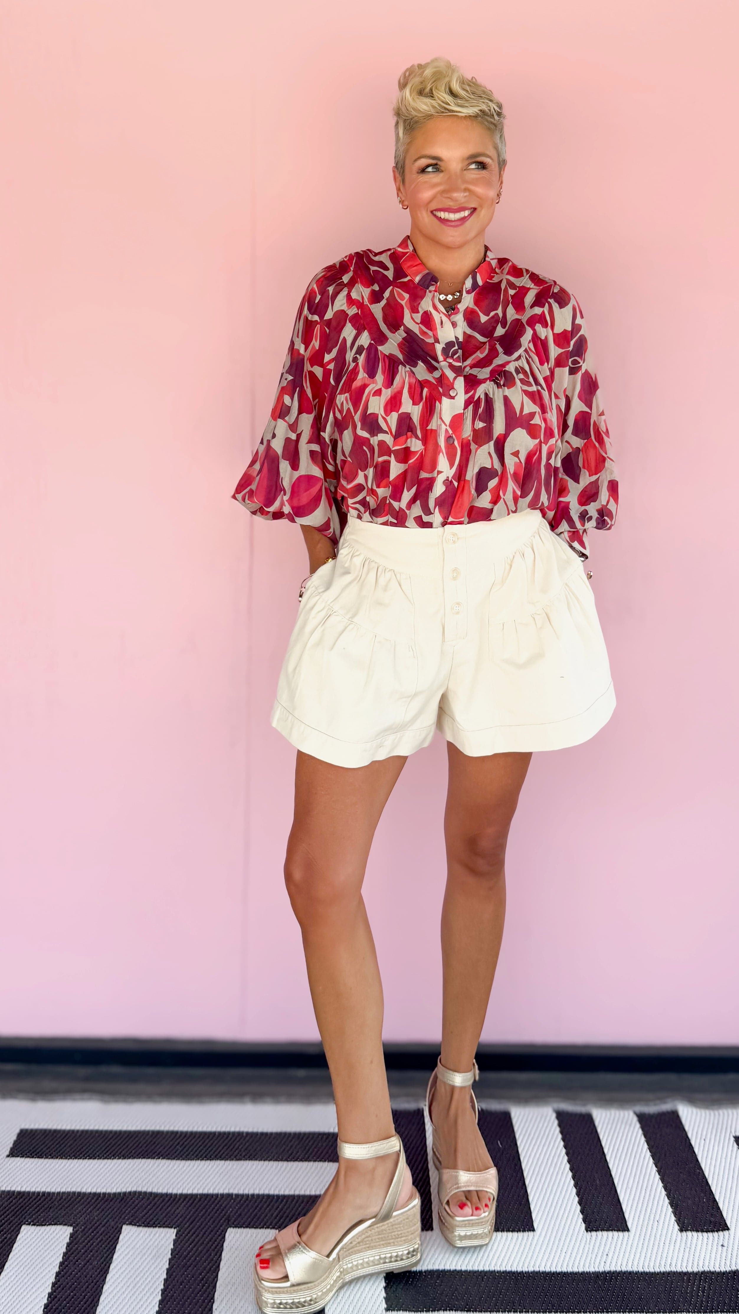 Leaf Printed Top/Red - The BLVD