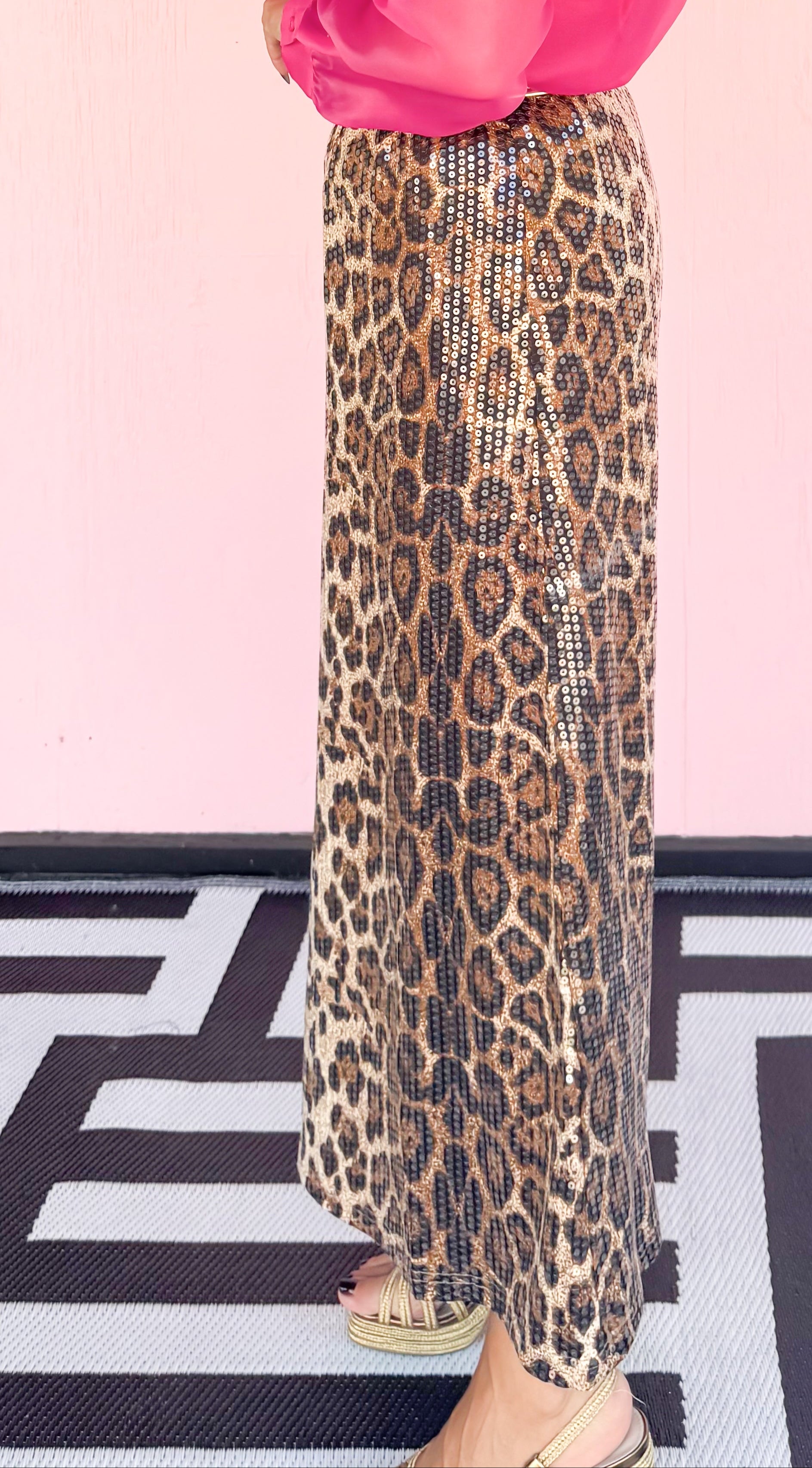 Jelica Sequin Maxi Leopard Skirt