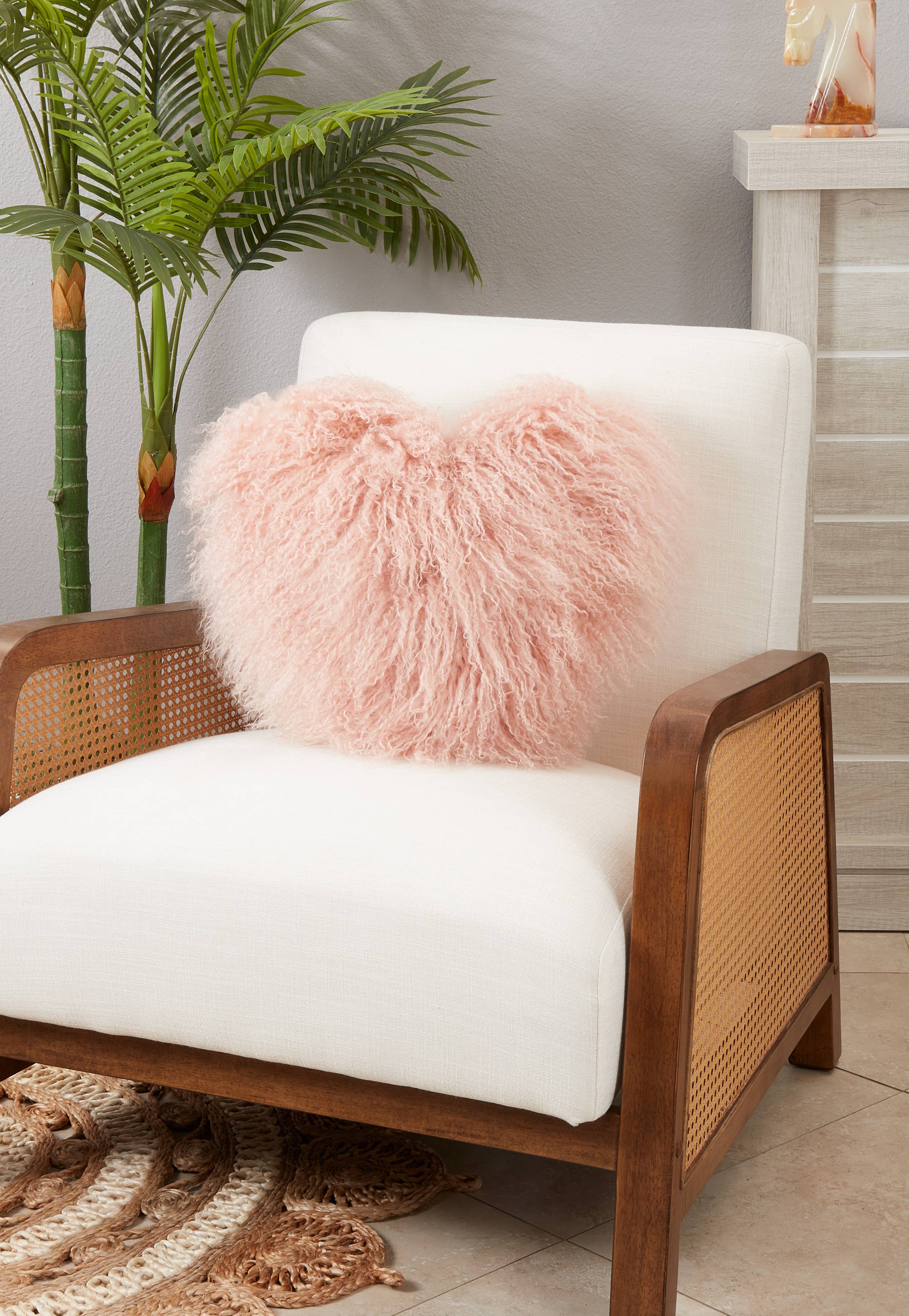 Mongolian Lamb Fur Heart Pillow - Poly Filled - The BLVD