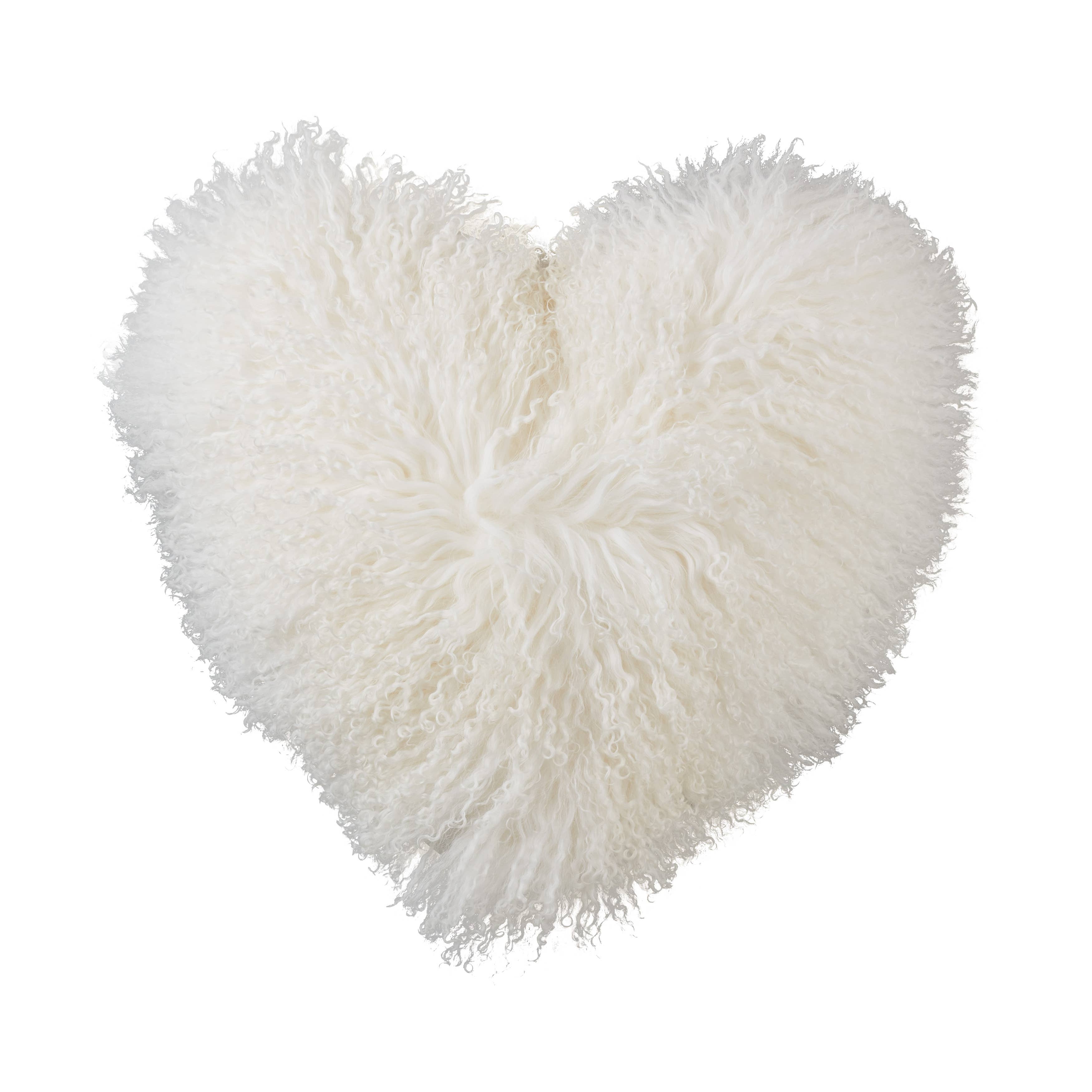 Mongolian Lamb Fur Heart Pillow - Poly Filled - The BLVD