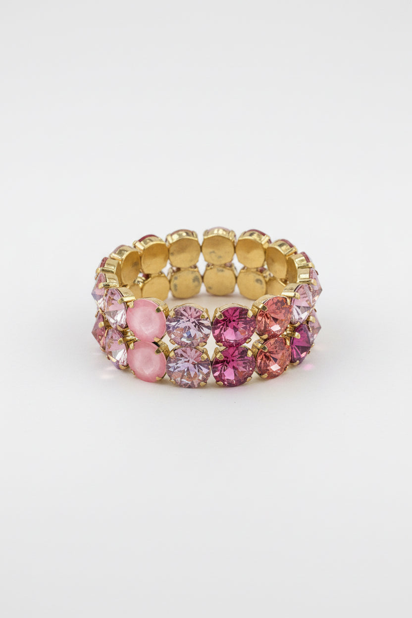 Olivia Mega 2 Strand Stretch Bracelet In Candy Crush Pink Mix
