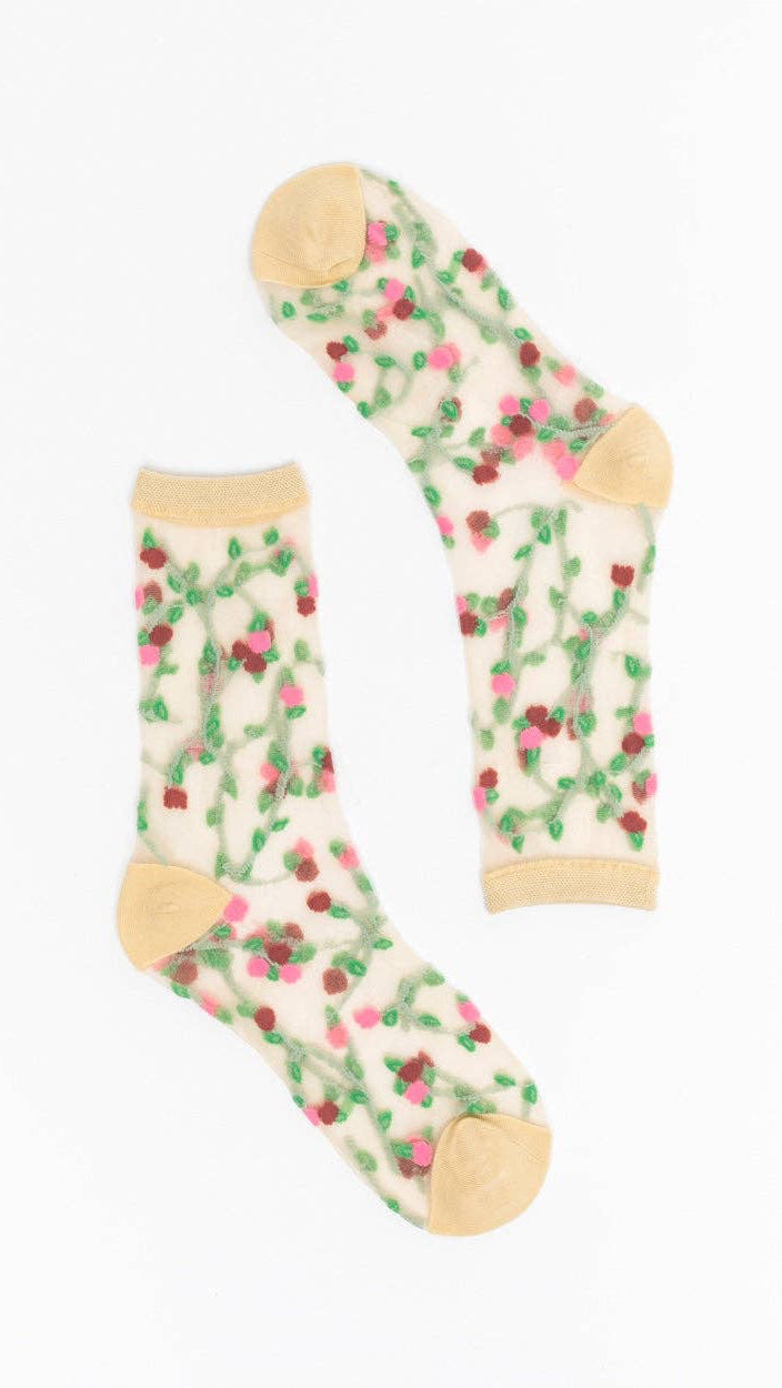 Sheer Rosettes Crew Sock - The BLVD