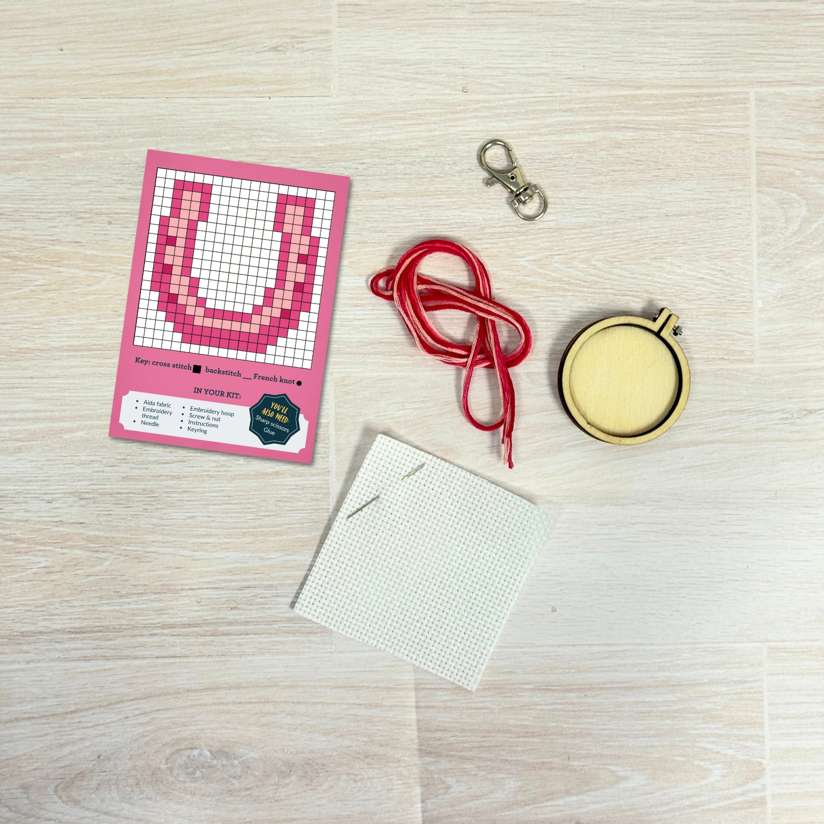 Good Luck Babe mini matchbox cross stitch kit product photo - full view - BLVD Boutik