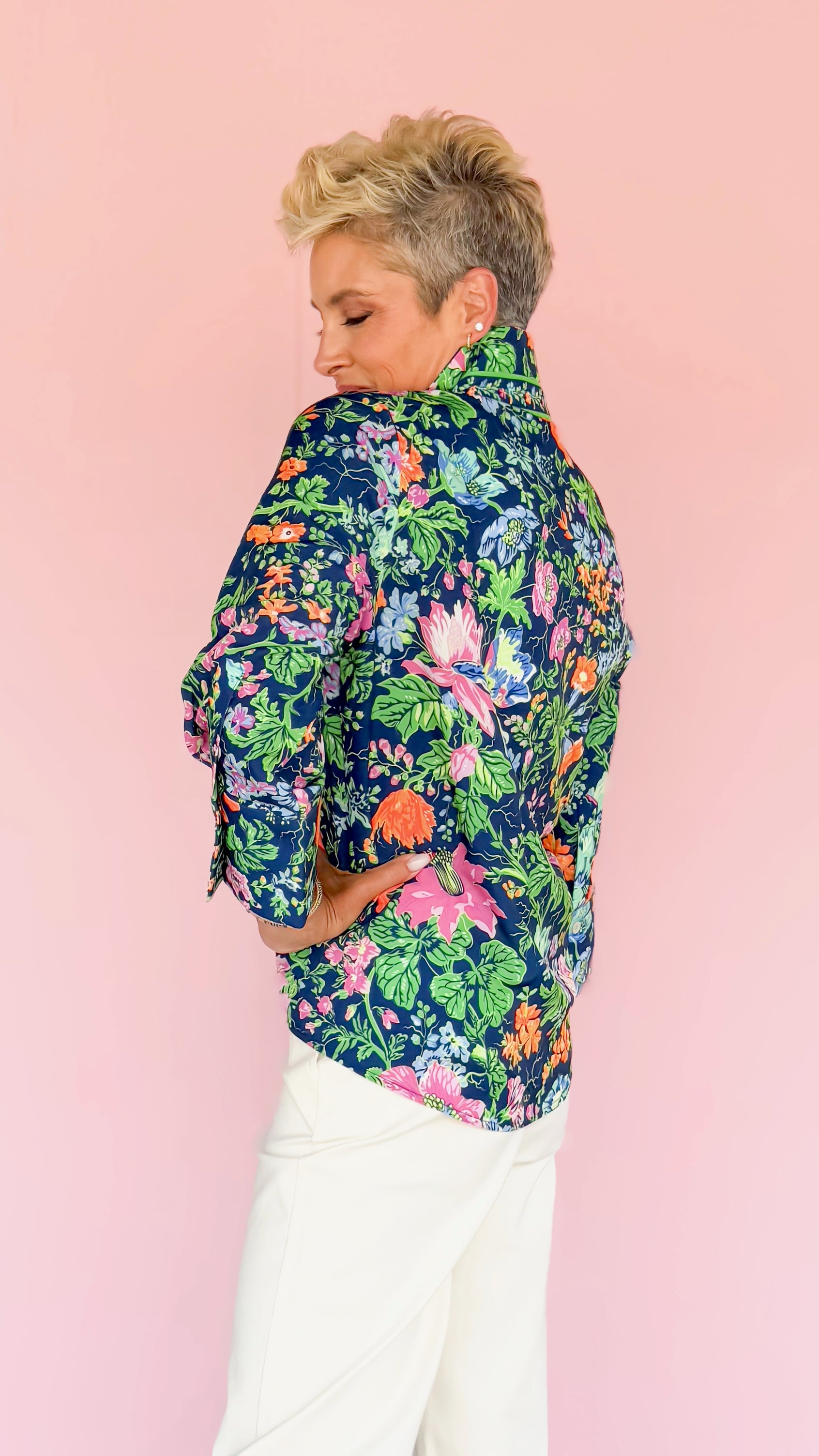 Boyfriend Shirt/Navy Garden