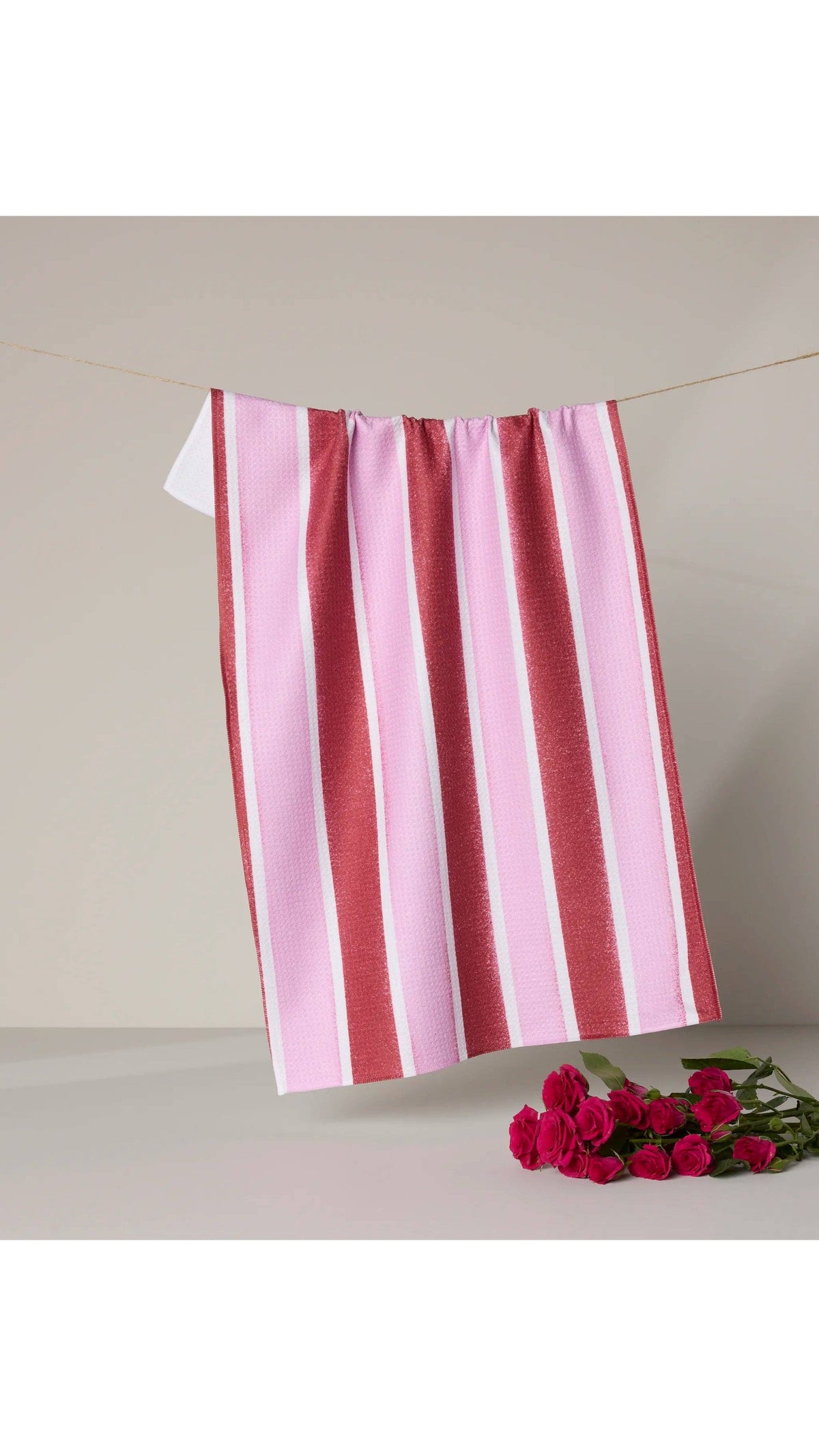 Geometry Super Sweet Stripe Tea Towel 18x30 kitchen towel, full view on white