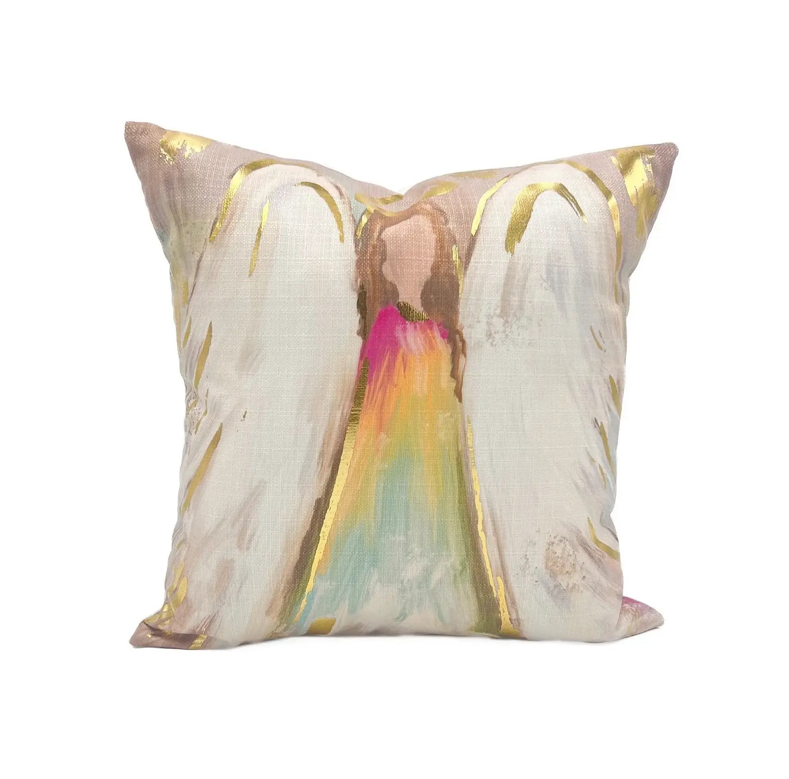 Gold foil Angel of Gladness pillow product photo - BLVD Boutik