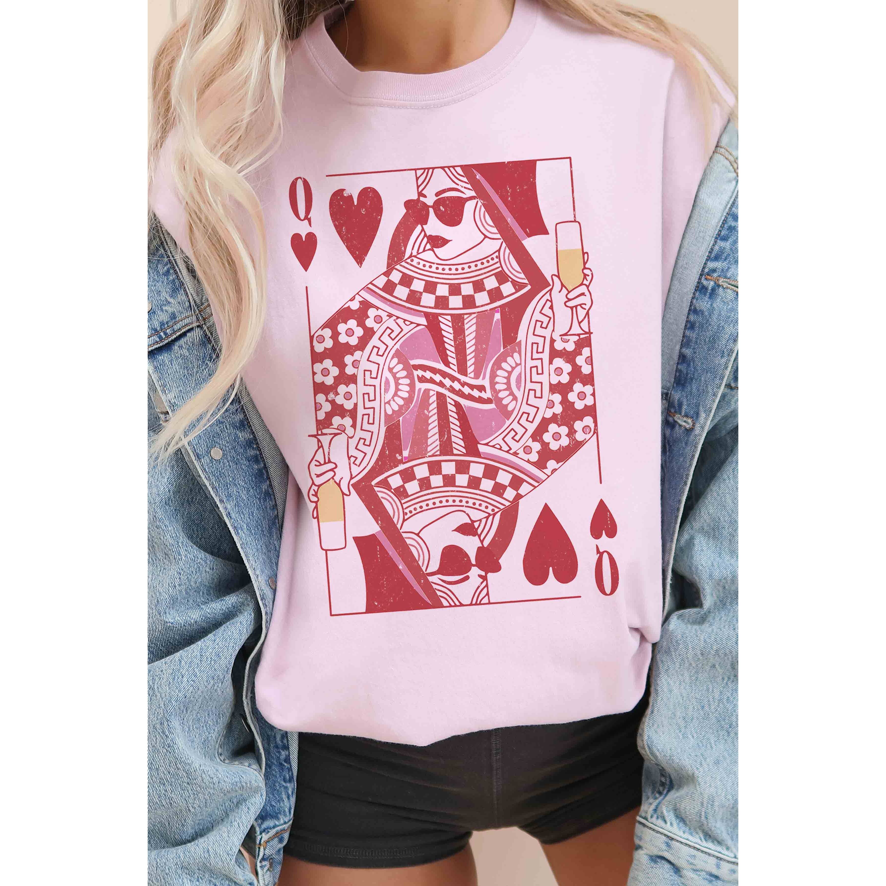 Queen of Hearts Champagne Oversized Graphic Tee | 100% Premium USA Cotton