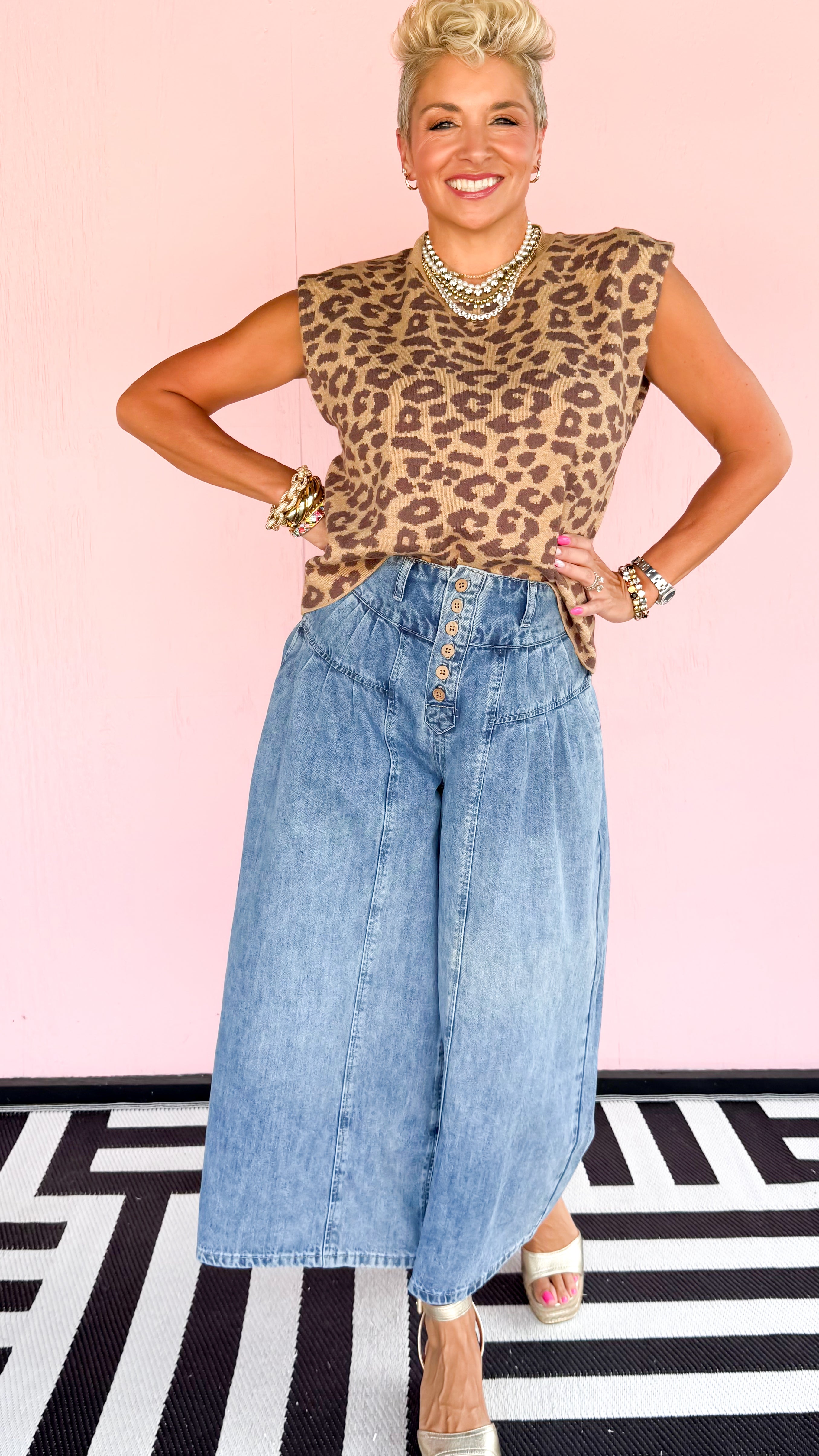 Cari Cropped Culotte Jeans/Blue