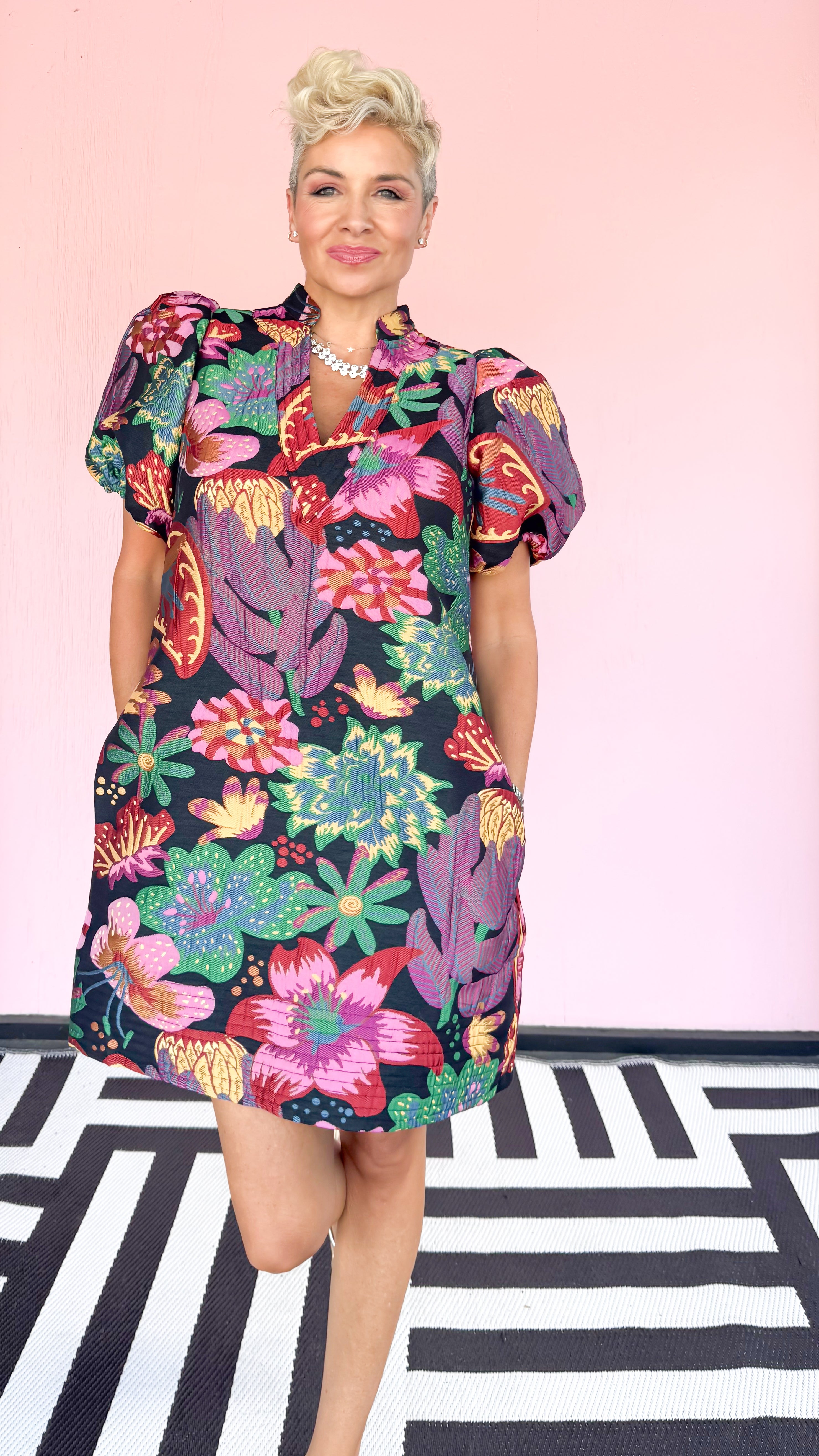 Hampton Mini Dress/Midnight Garden