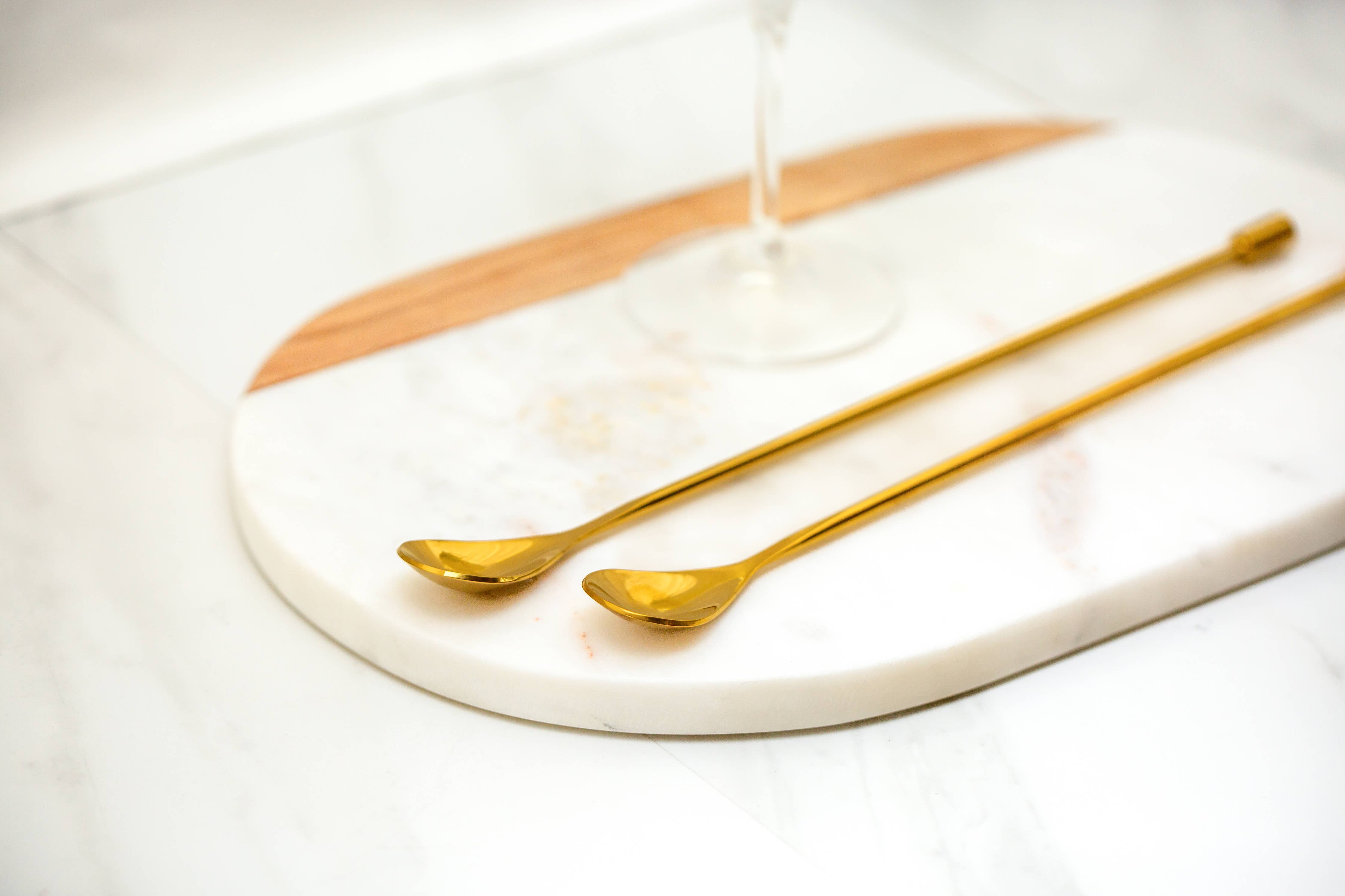 Bar Spoons (Smooth Handle, Set of 2), Gold - The BLVD