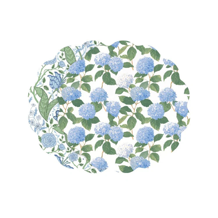 VIDA Blue Hydrangea reversible placemats set of 4 product photo - BLVD Boutik