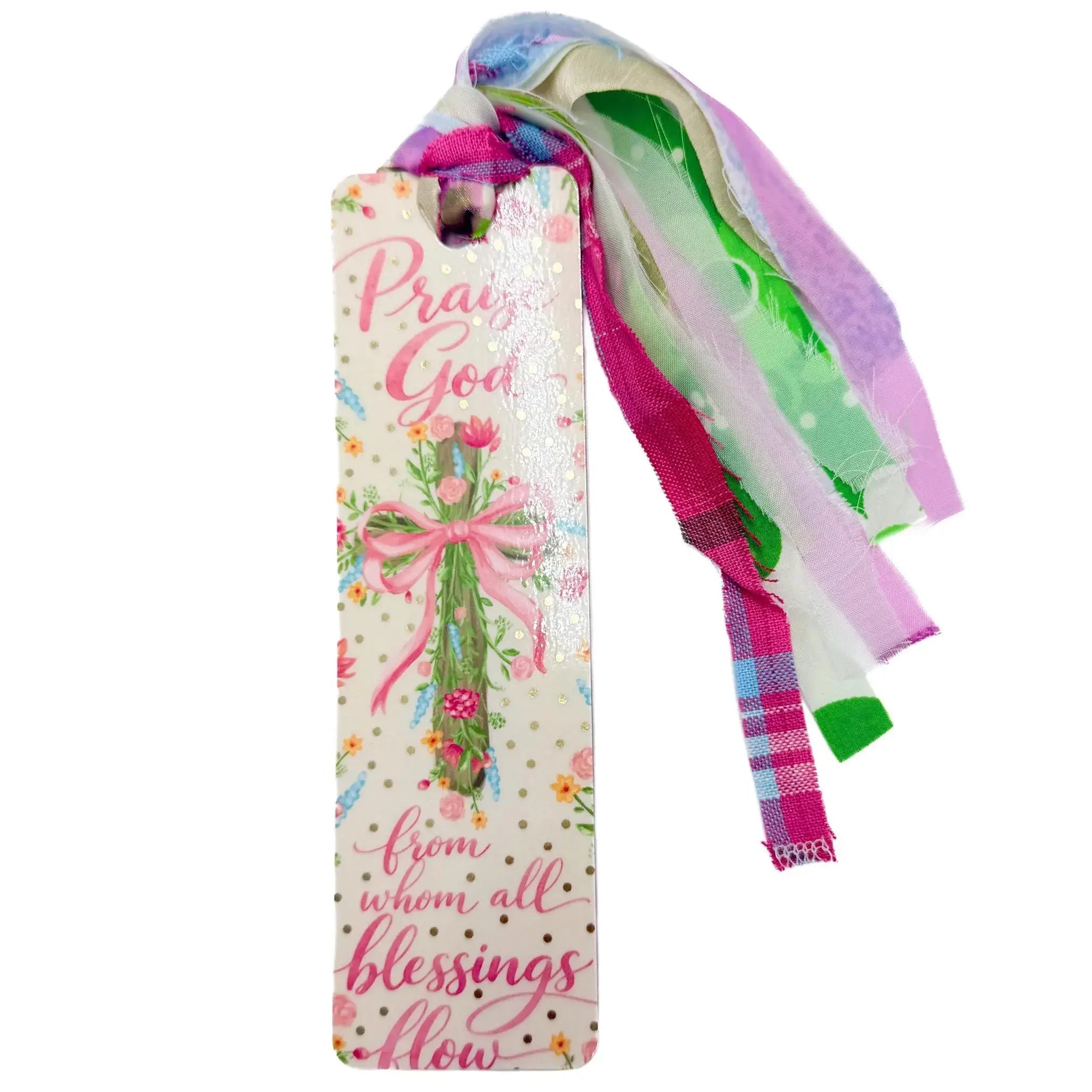 Floral bow cross tassel Bible bookmark product photo - front view - BLVD Boutik