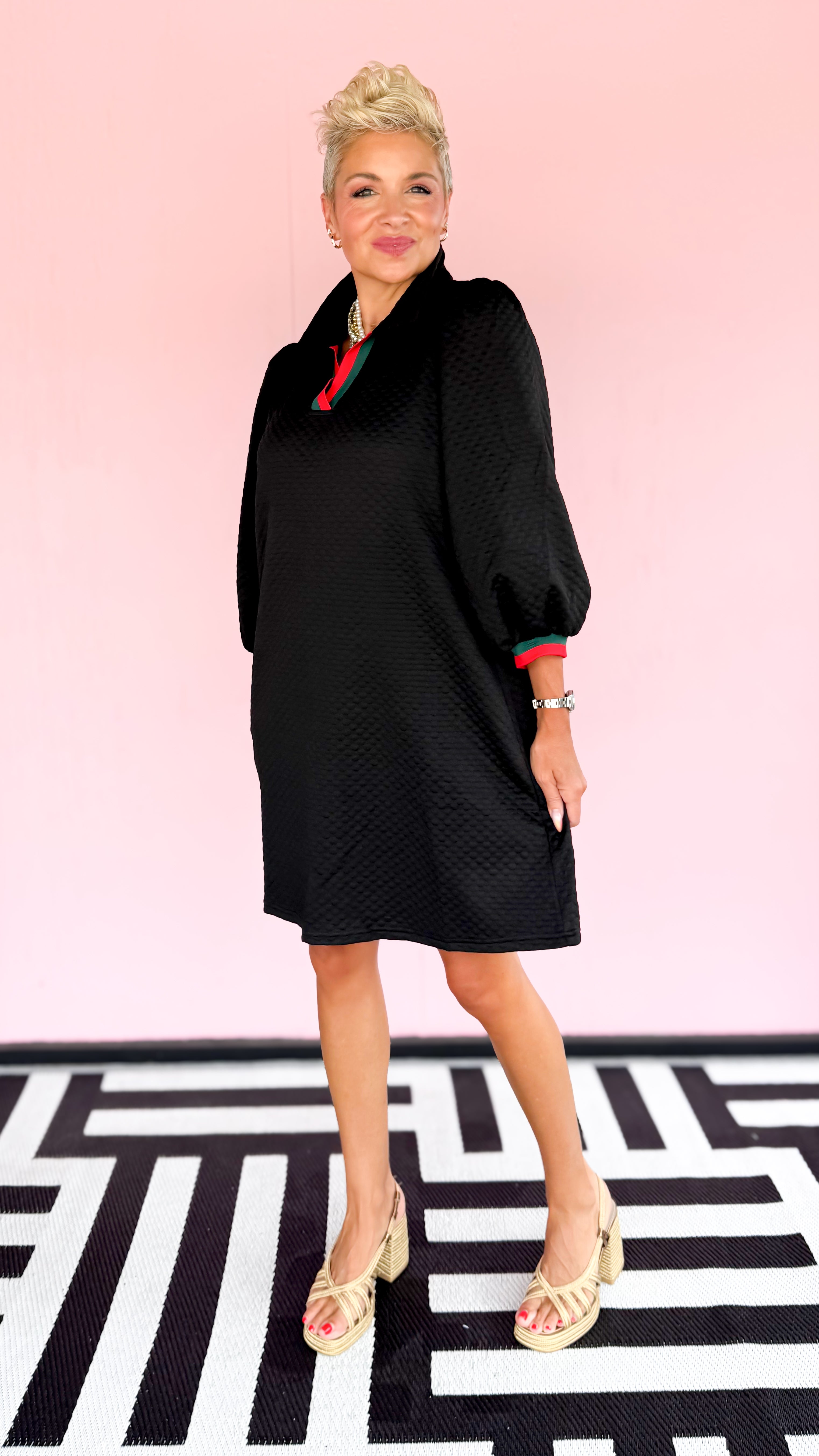 Textured Mini Dress/Black