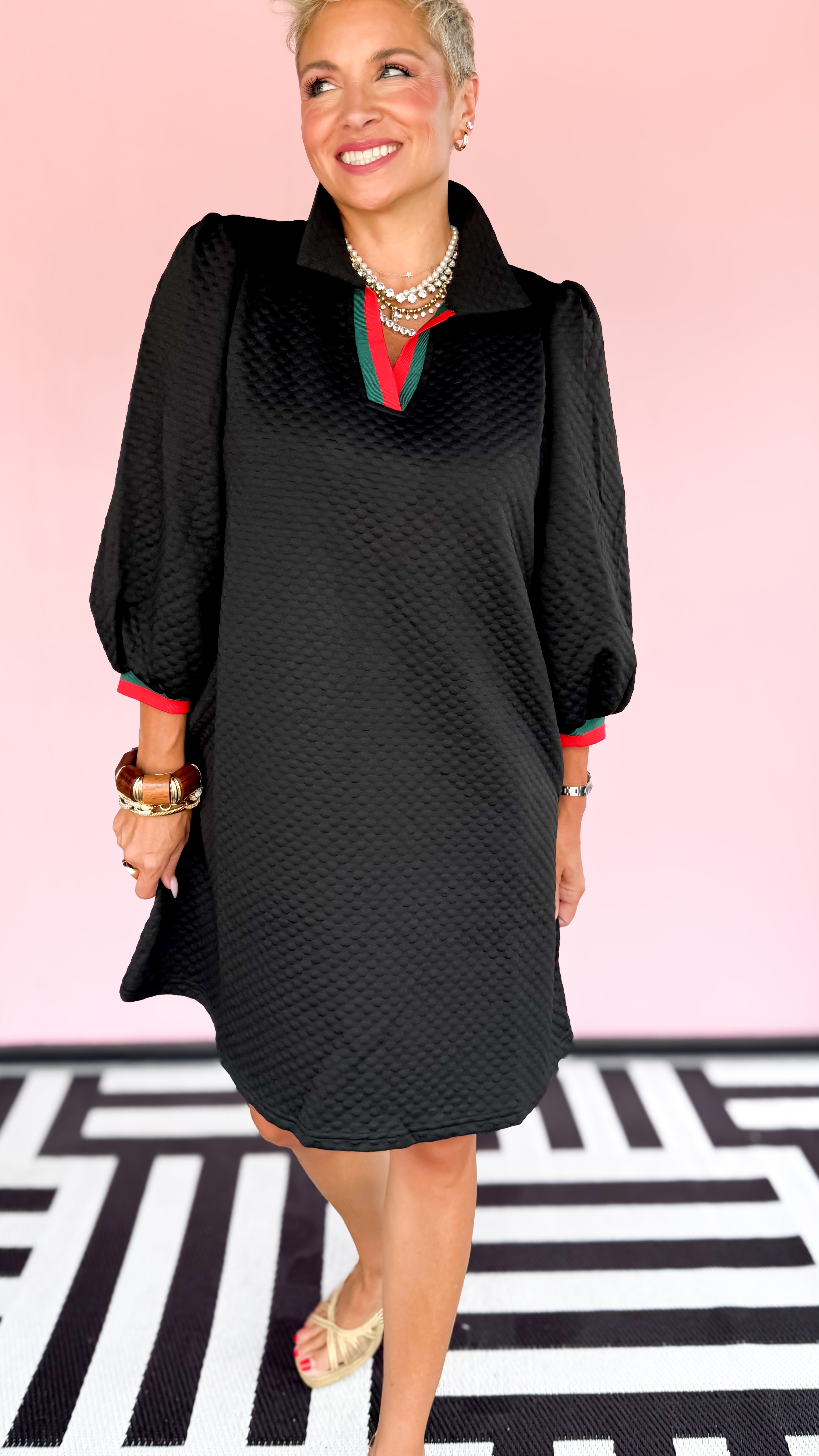 Textured Mini Dress/Black