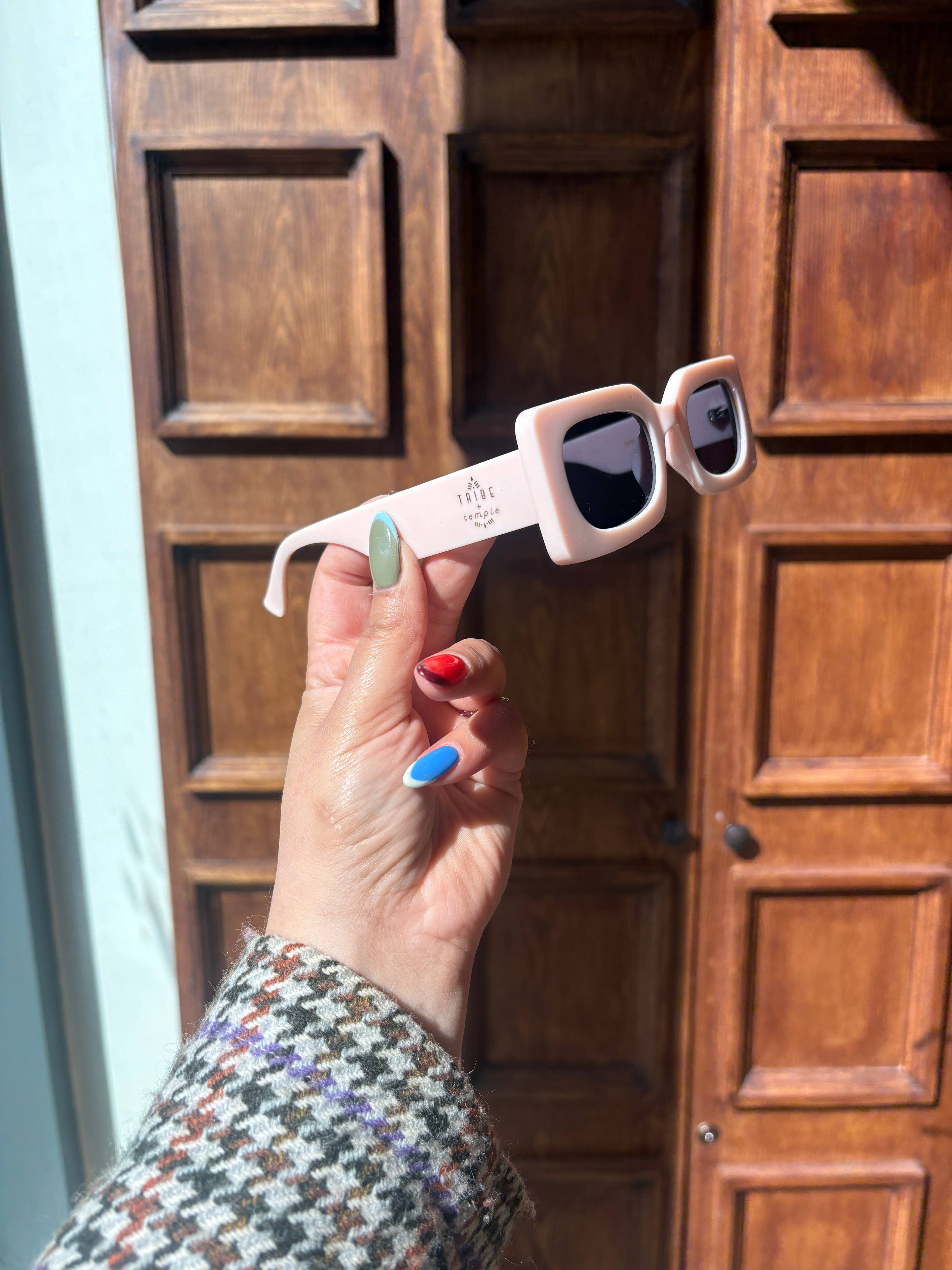 Blush Rectangle Sunglasses