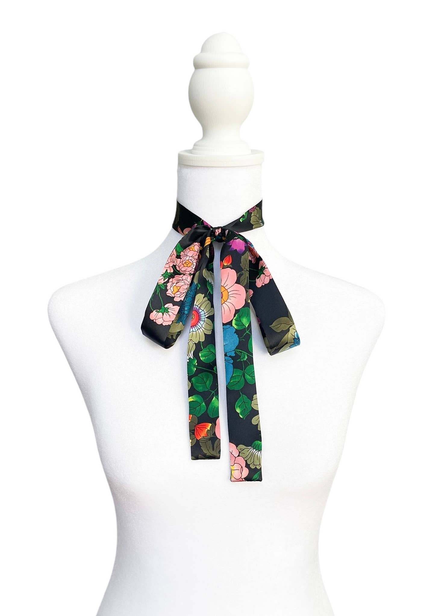 Italian Garden Silk Bow Scarf | Skinny - The BLVD