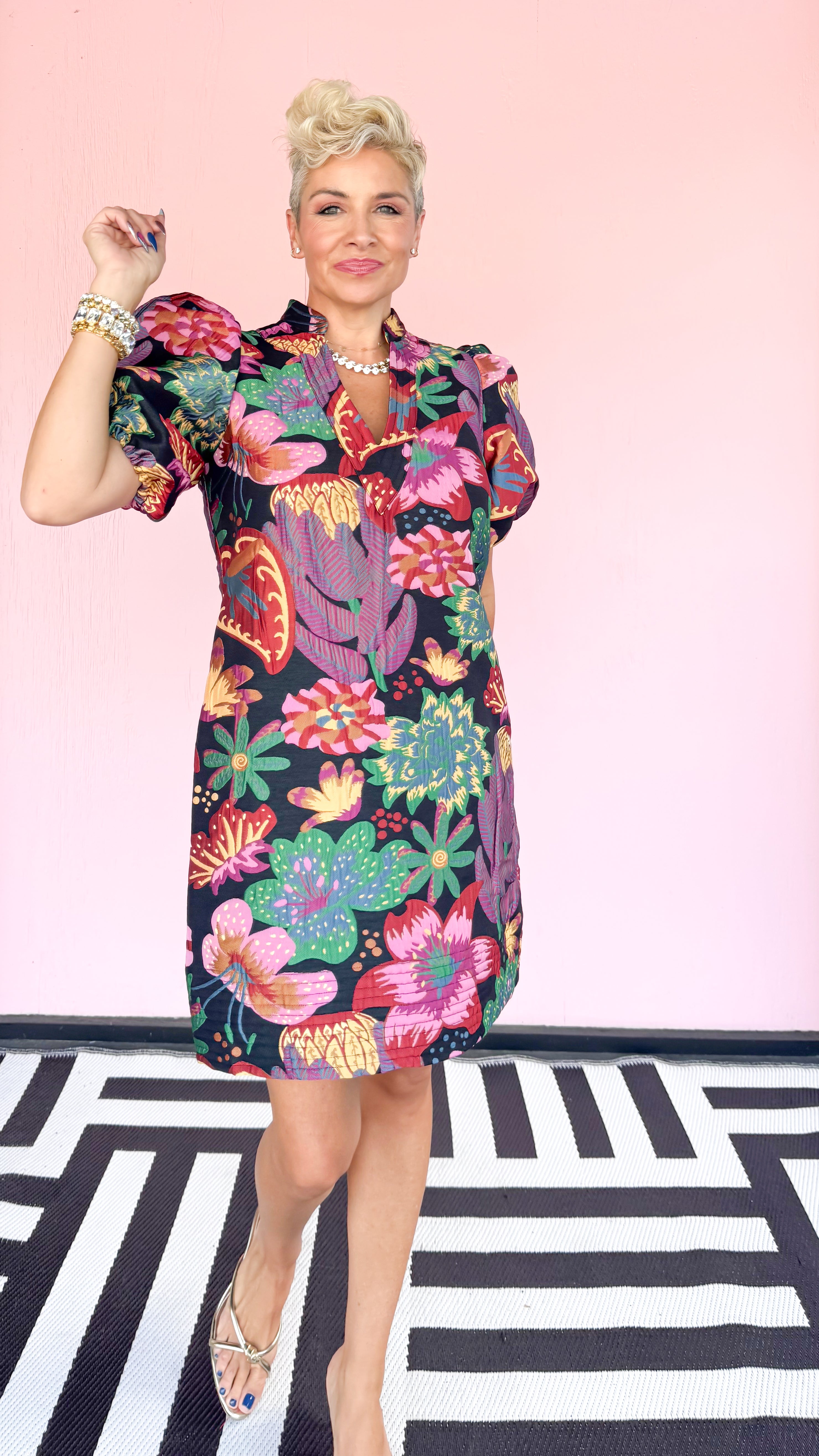 Hampton Mini Dress/Midnight Garden