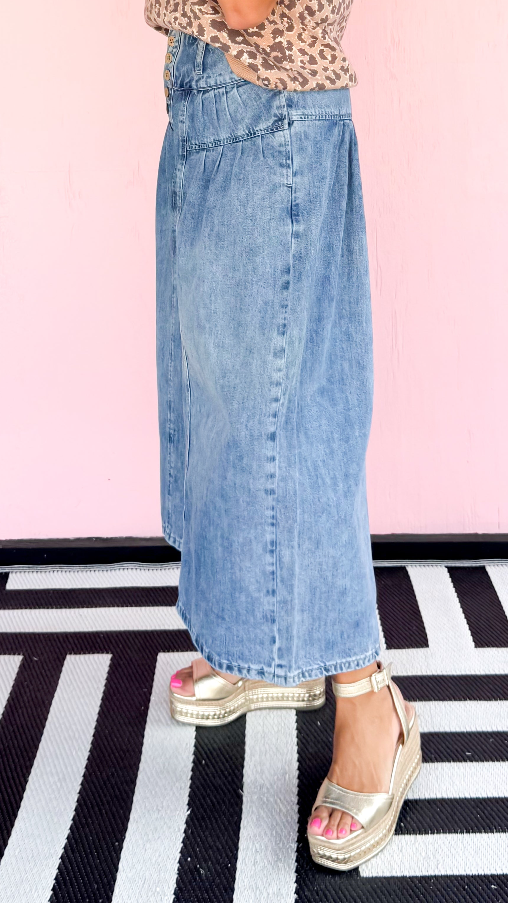 Cari Cropped Culotte Jeans/Blue