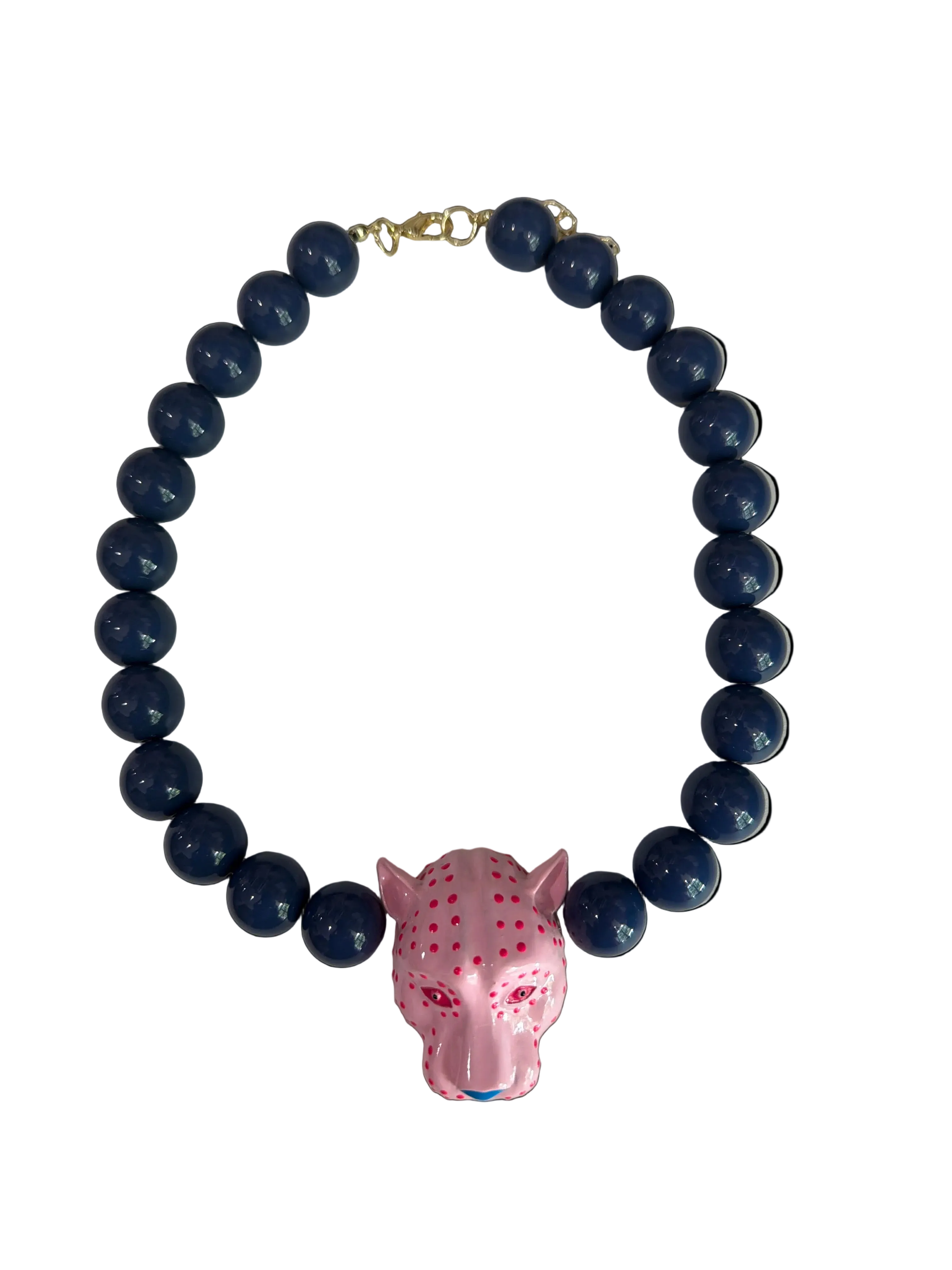 Leopard Head Beaded Statement Necklace