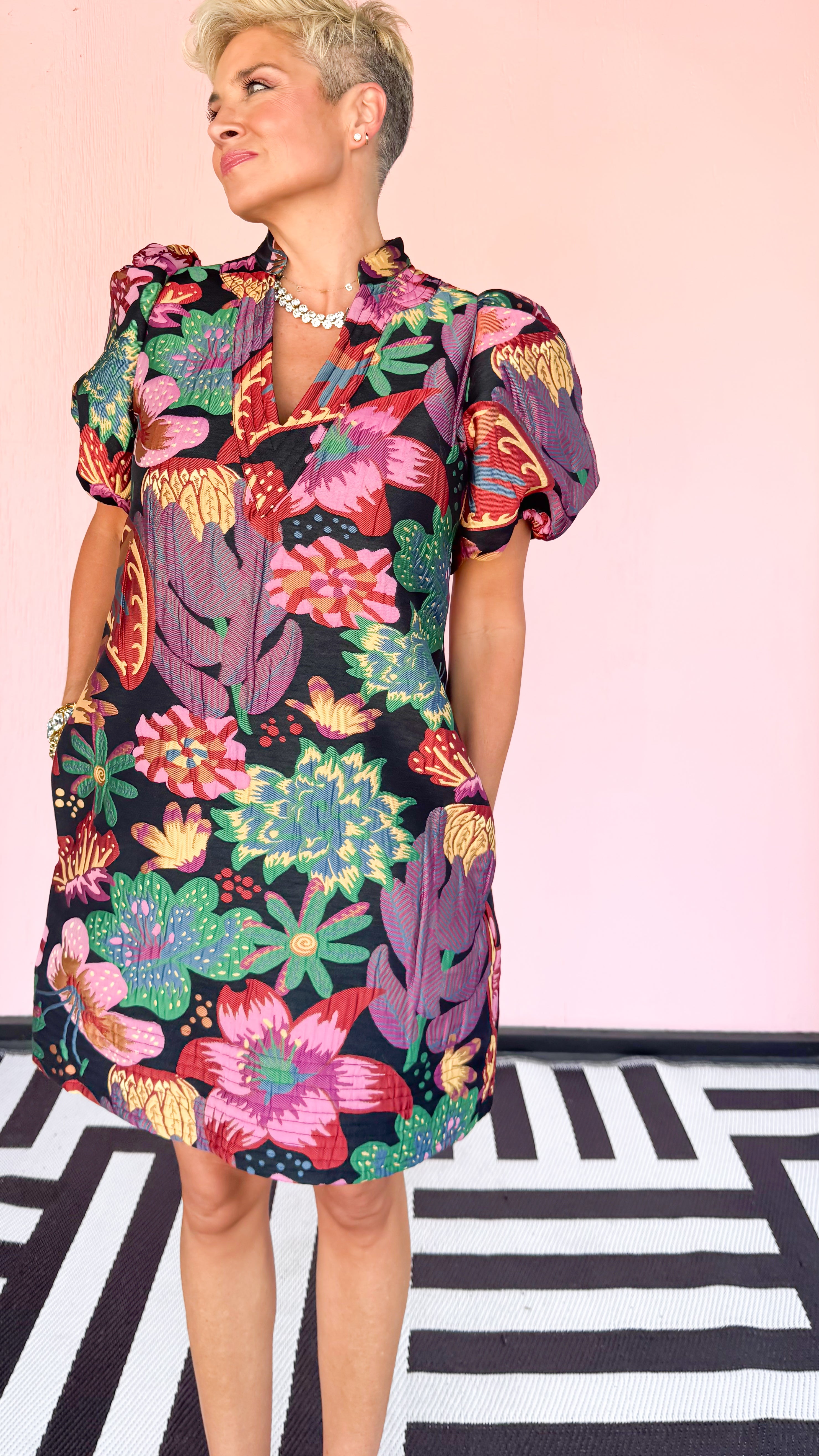 Hampton Mini Dress/Midnight Garden