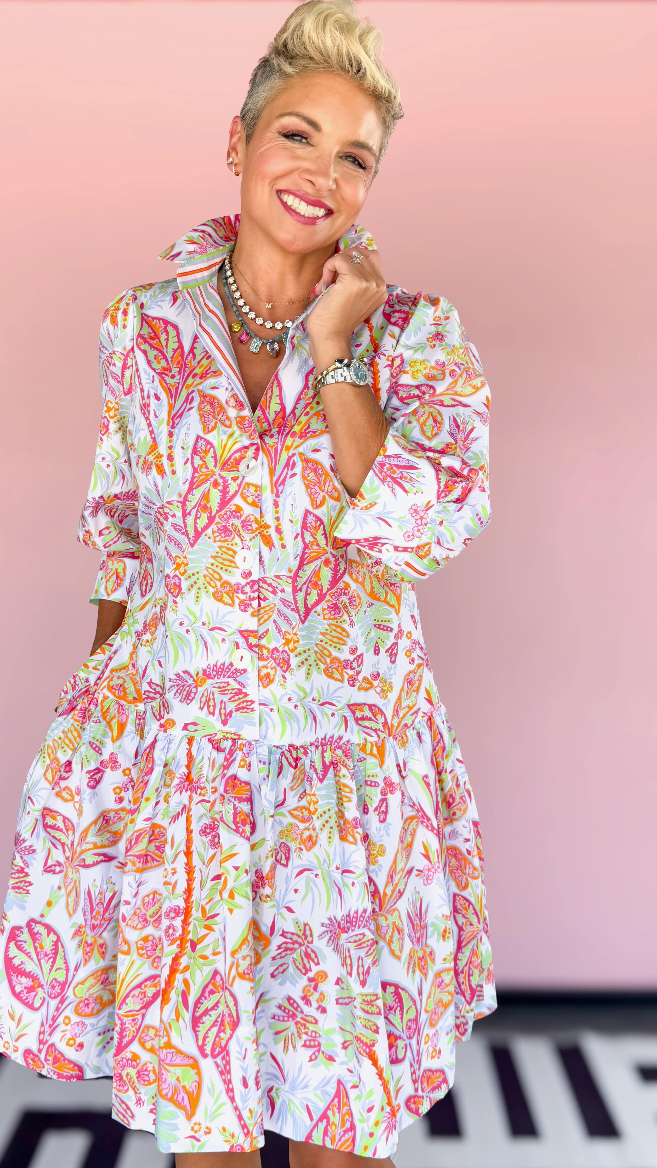 Vintage Vine Dress/Orange&Green - The BLVD