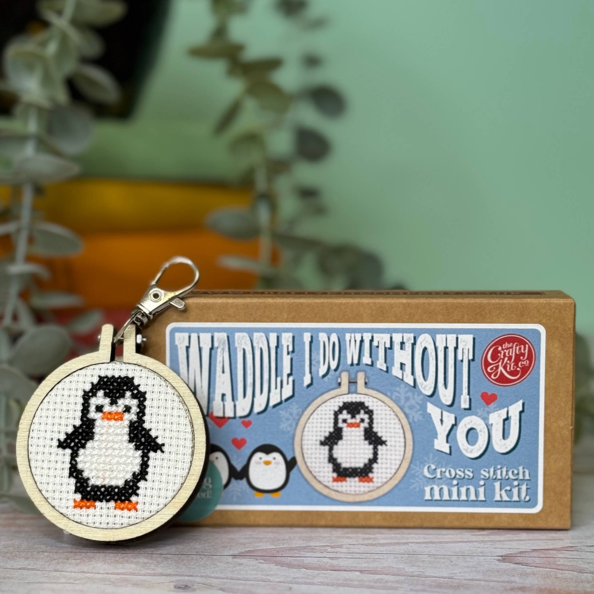 Waddle I Do Without You mini matchbox cross stitch kit product photo - full view - BLVD Boutik