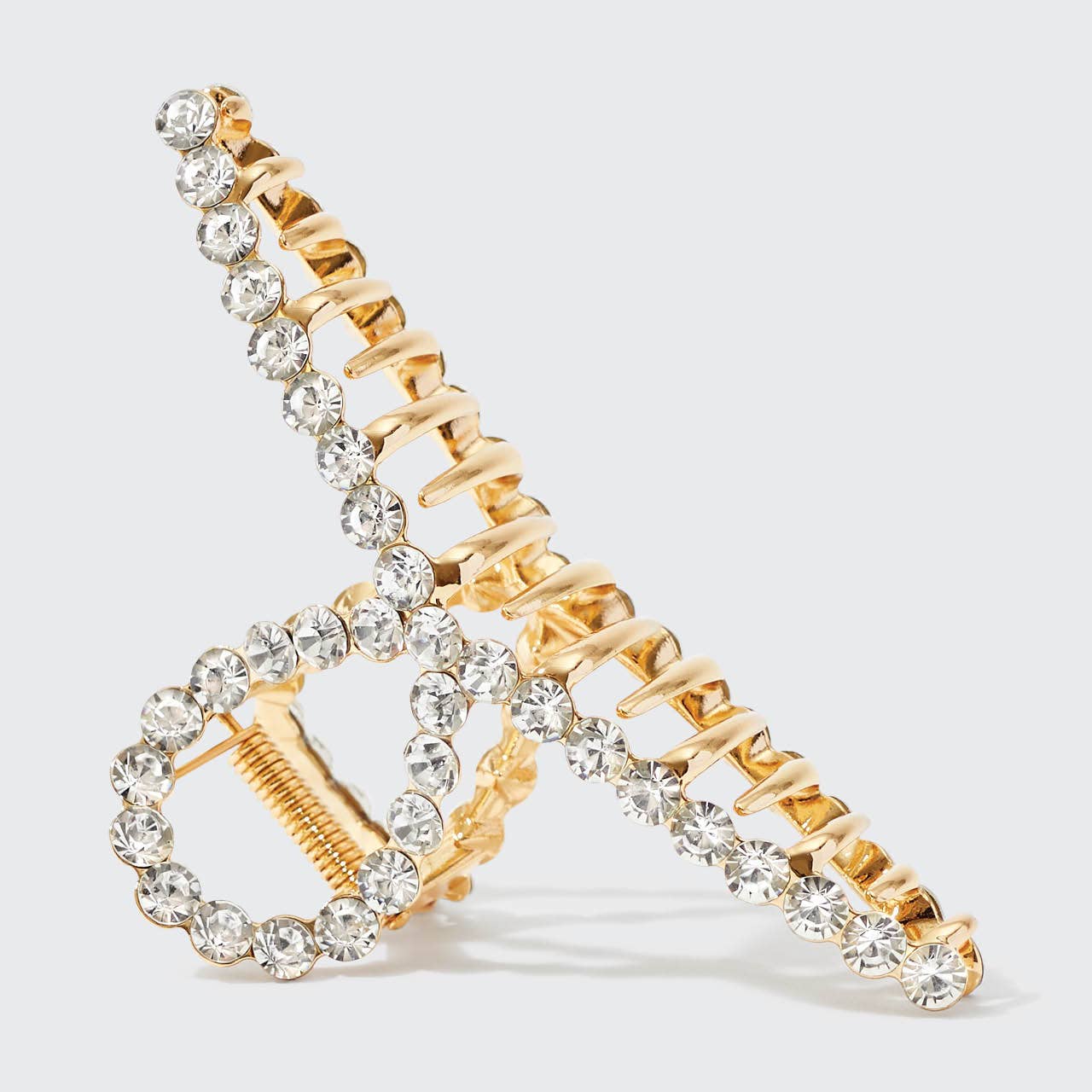 Metal Rhinestone Loop Claw Clip 1pc- Gold - The BLVD
