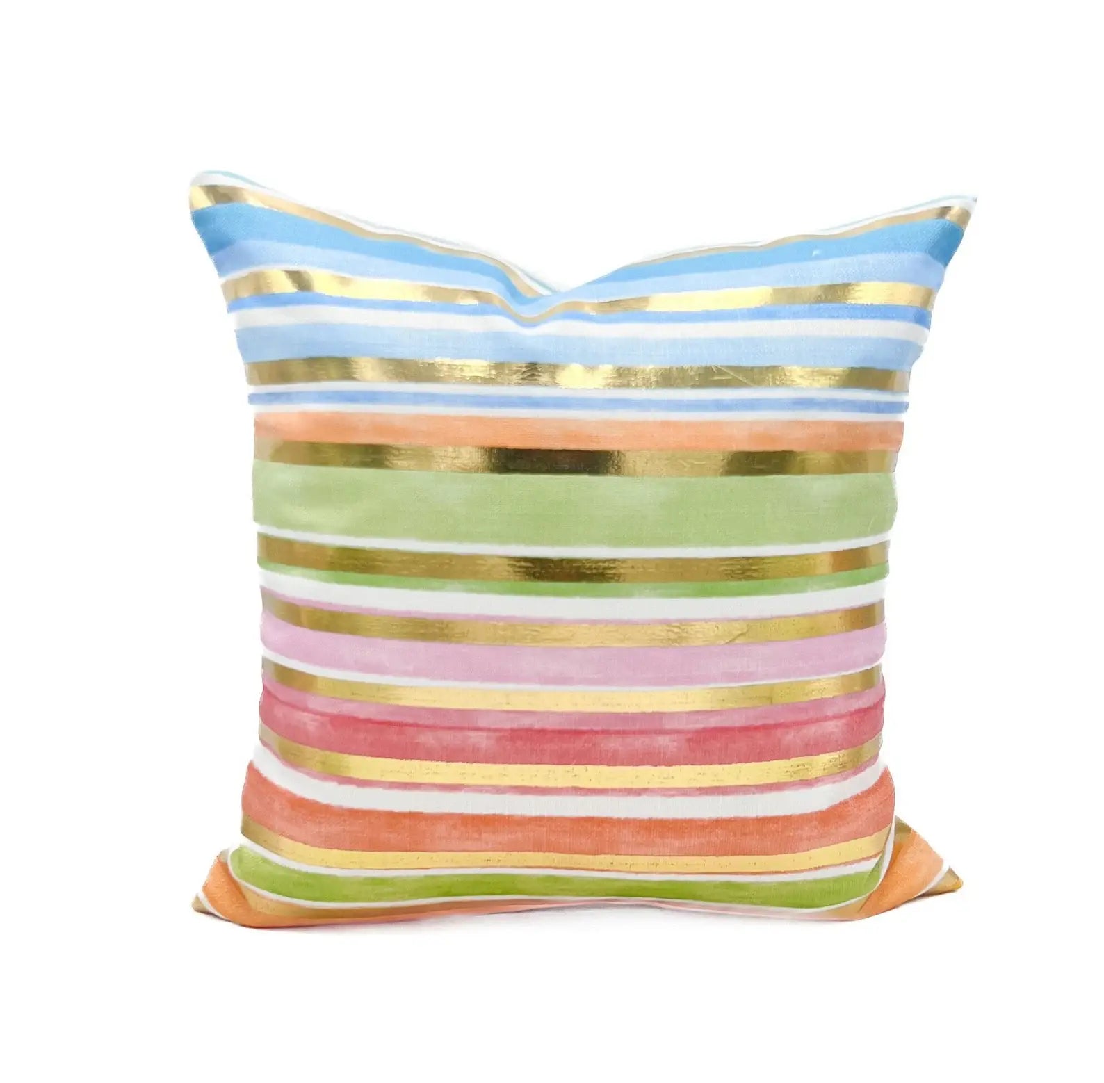 Gold Foil Watercolor Stripes Pillow - The BLVD