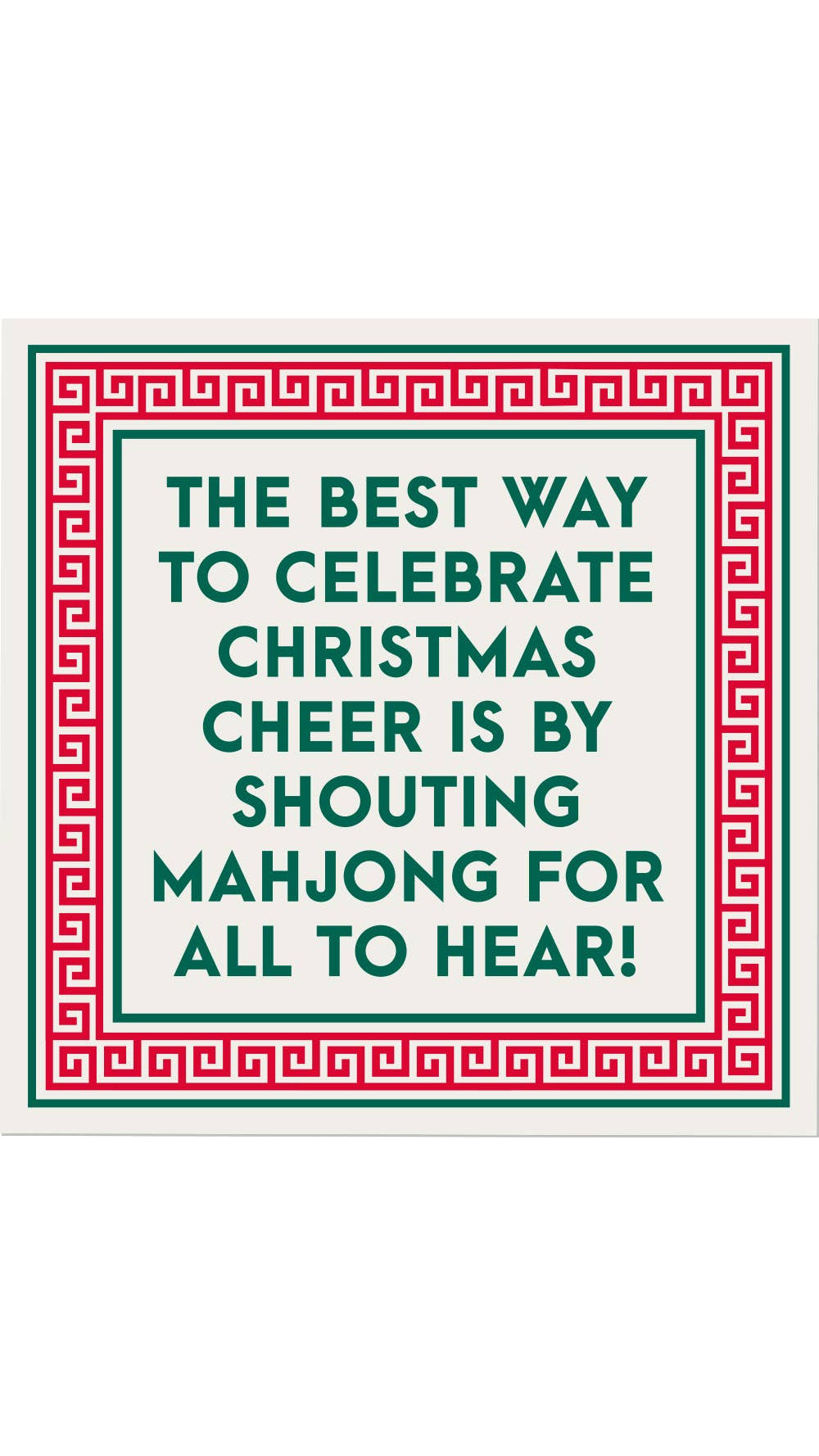 Shouting Mahjong holiday cocktail napkins, pack of 20, full view on white