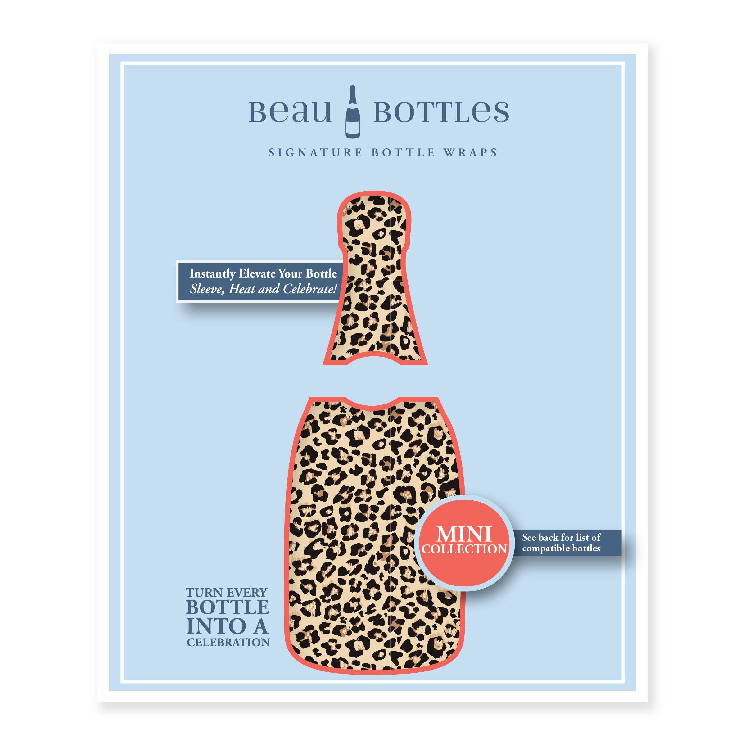 Beau Bottles Tan Leopard - MINI Prosecco Collection - Six Pack
