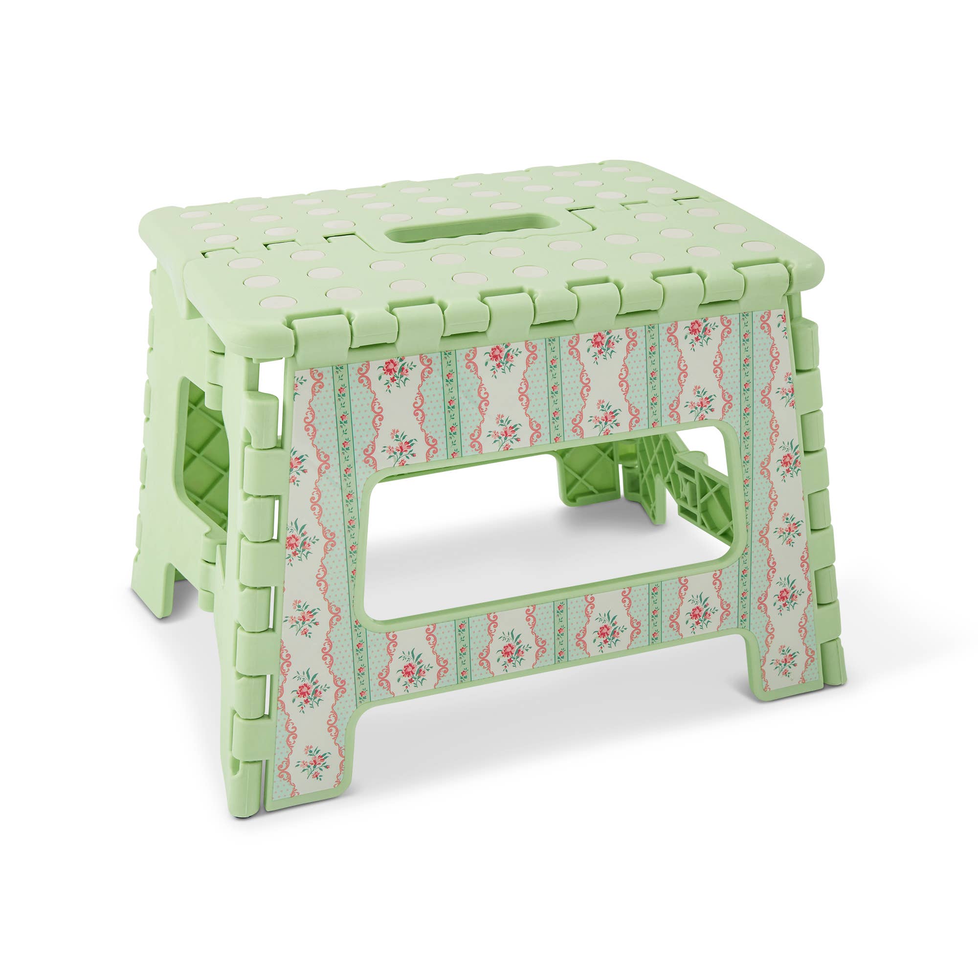 9" Printed Foldable Step Stool - Mint Floral Stripe - The BLVD
