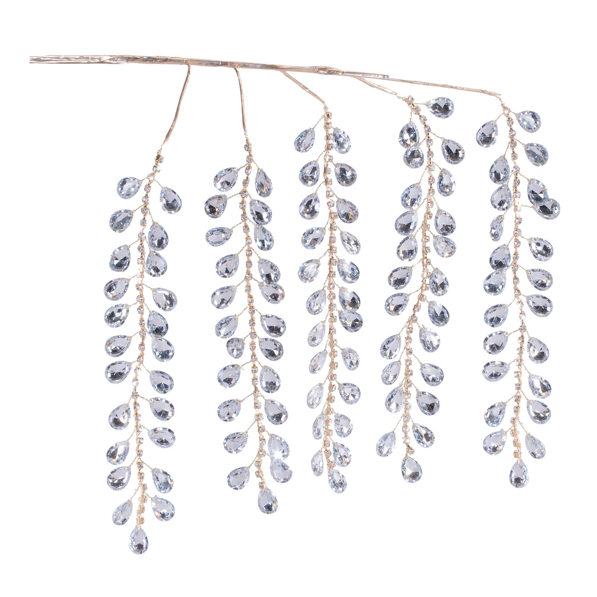 31 inch spray of clear acrylic jewel drops, full view