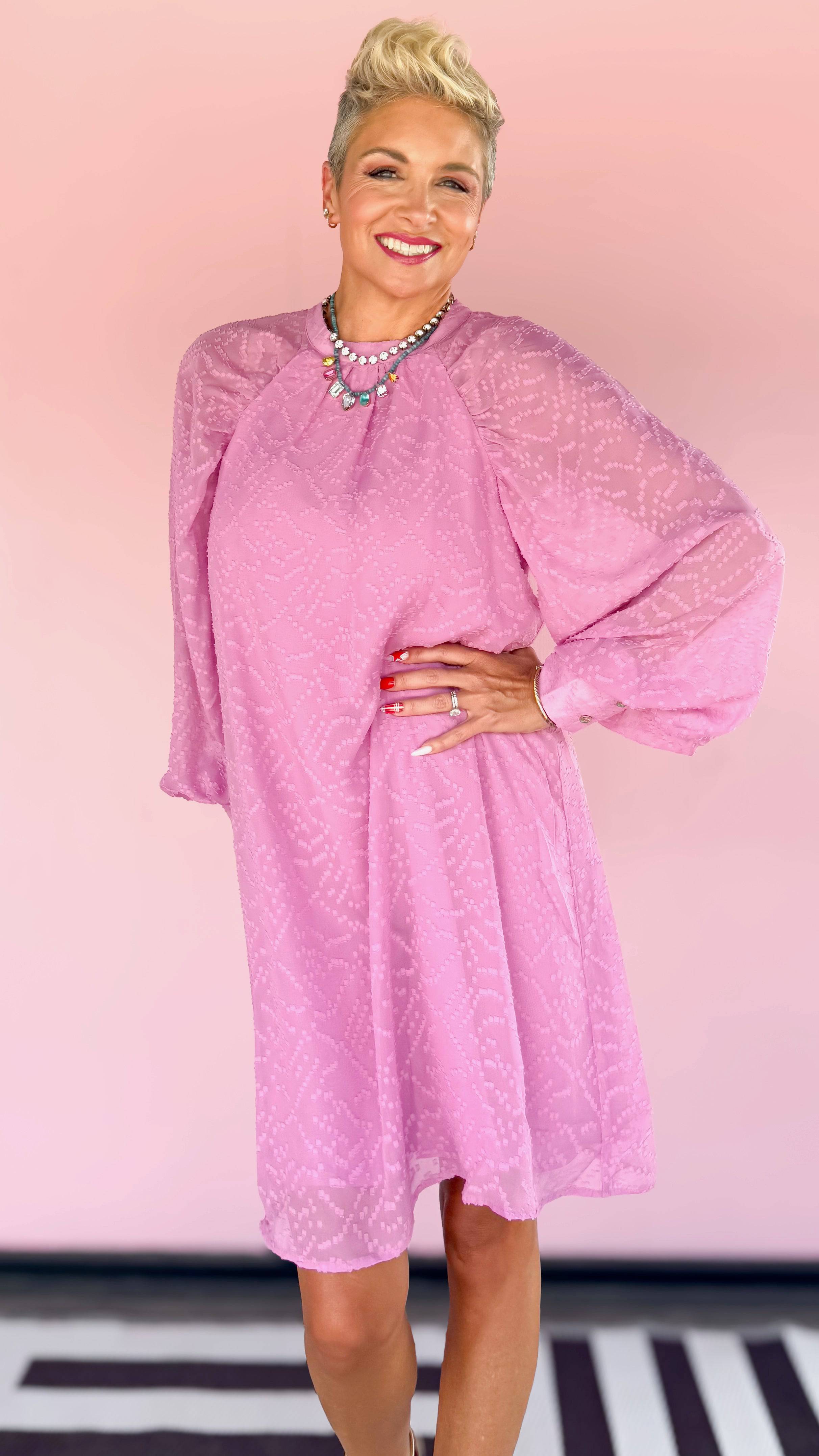 Veronica Textured Dress/Pink - The BLVD