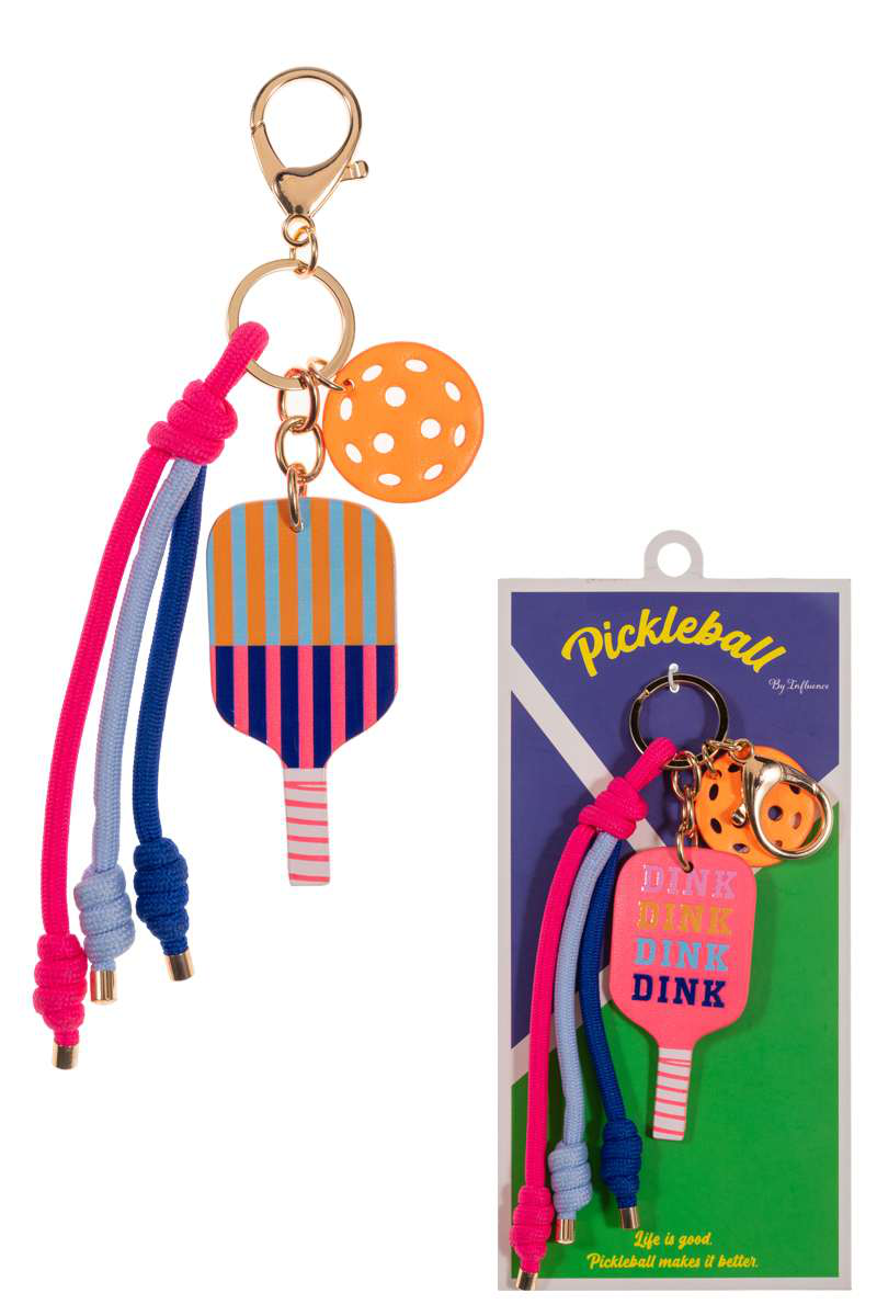 Pickleball Leather Bag Charm & Keychain